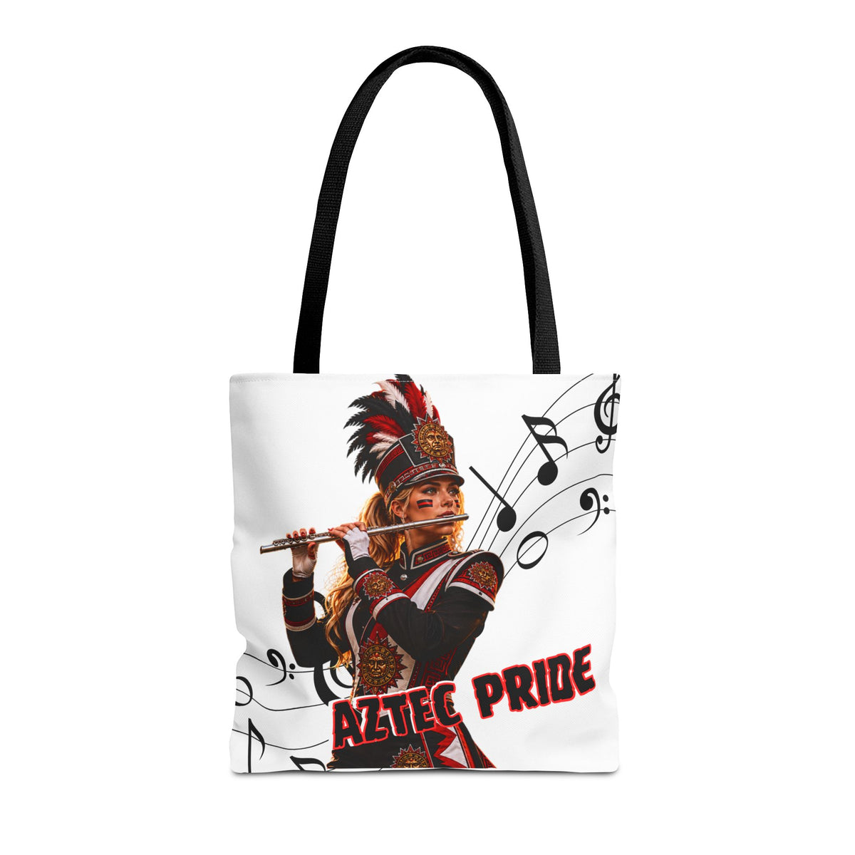 Aztec Flute Warrior Tote Bag | Aztec-Inspired AI Art • Made & Shipped in the USA • 🚚 FREE USA Shipping • FREE Personalization