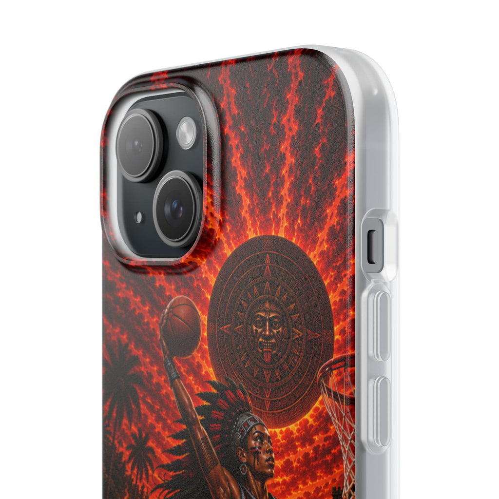 Aztec Basketball Female Warrior – Flexi Phone Case (iPhone & Samsung • Clear TPU • Made & Shipped in the USA • 🚚 FREE USA Shipping • Personalized Option)