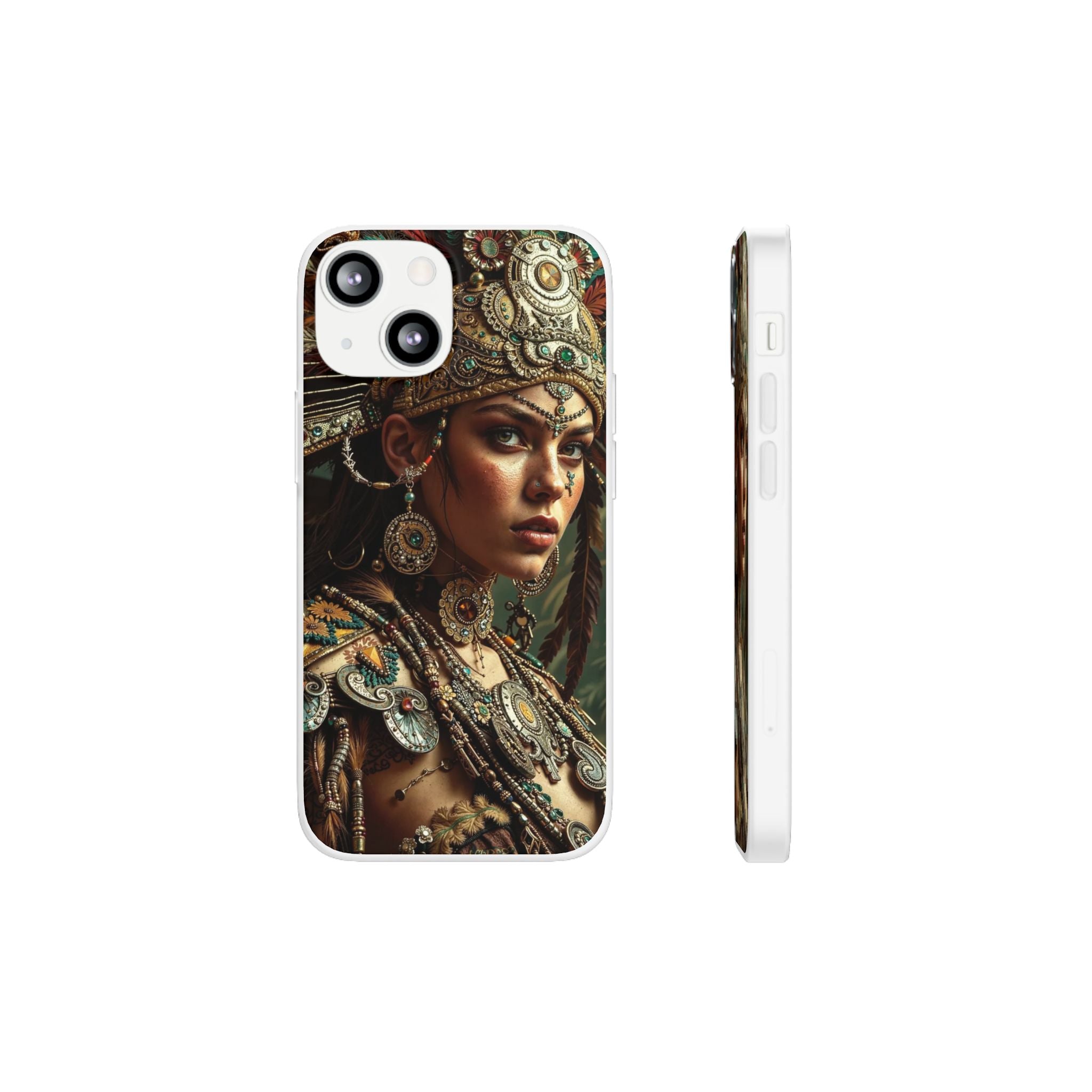 Aztec Warrior Goddess – Flexi Phone Case (iPhone & Samsung • Clear TPU • Made in USA • Personalized Option)