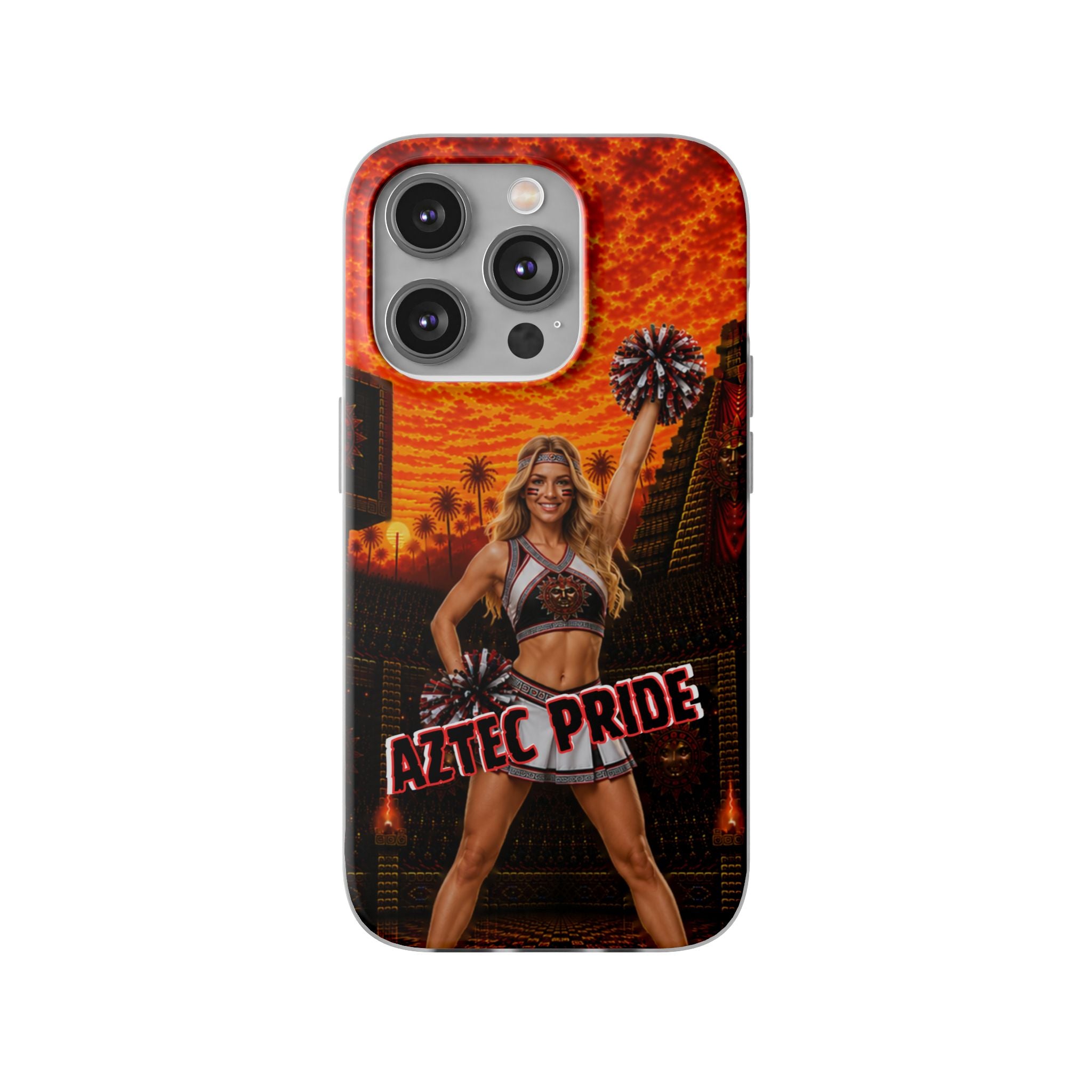 Aztec Cheerleader Warrior – Flexi Phone Case (iPhone & Samsung • Clear TPU • Made & Shipped in the USA • 🚚 FREE USA Shipping • Personalized Option)