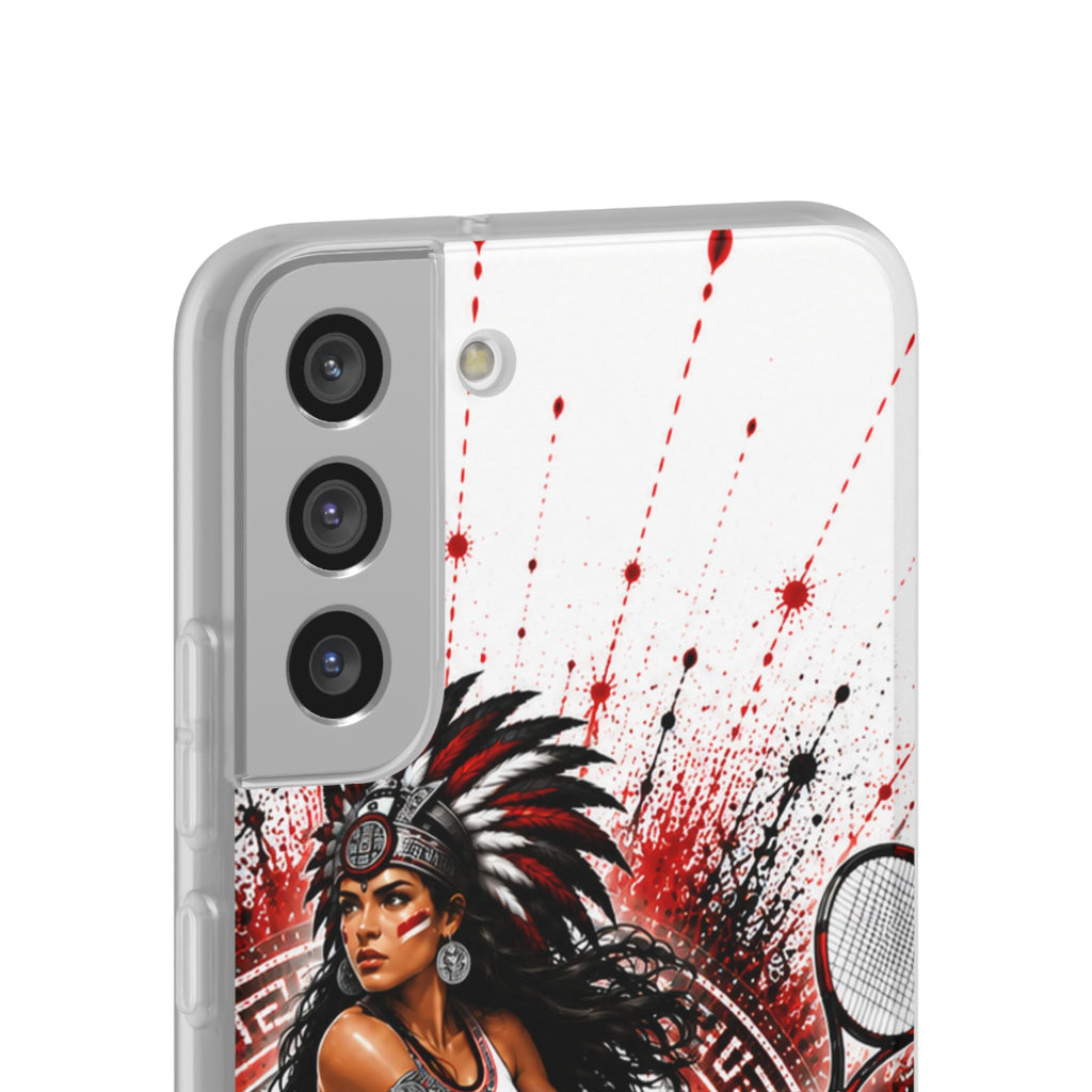 Aztec Tennis Female Warrior – Flexi Phone Case (iPhone & Samsung • Clear TPU • Made & Shipped in the USA • 🚚 FREE USA Shipping • Personalized Option)