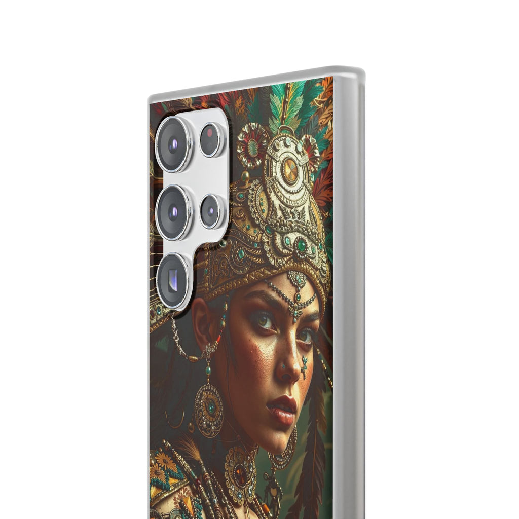 Aztec Warrior Goddess – Flexi Phone Case (iPhone & Samsung • Clear TPU • Made in USA • Personalized Option)
