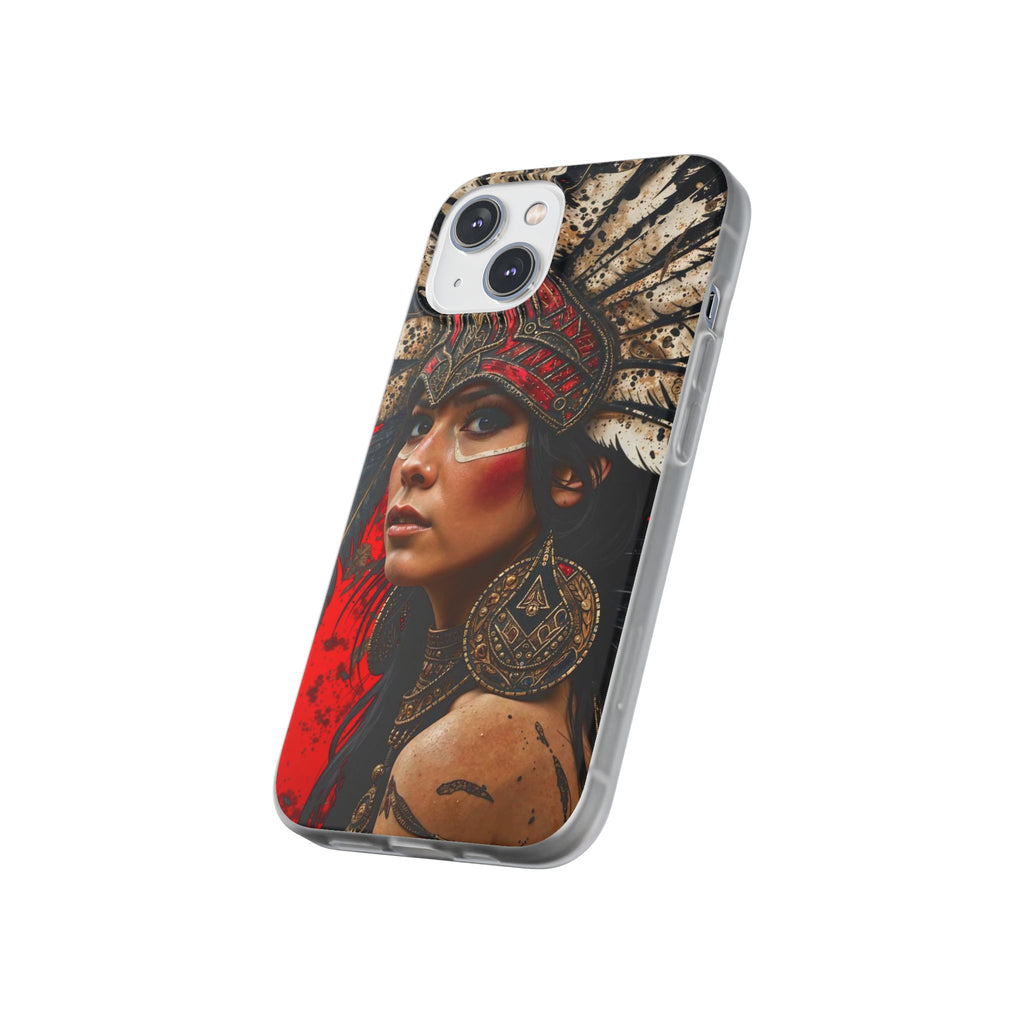 Aztec Moon Goddess – Flexi Phone Case (iPhone & Samsung • Clear TPU • Made in USA • Personalized Option)