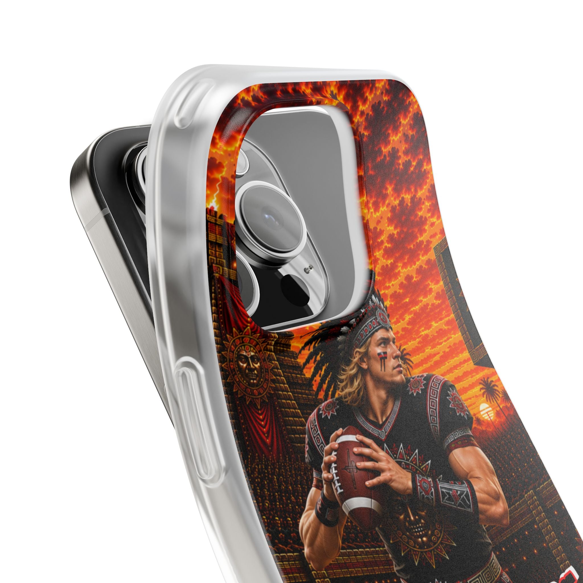 Aztec Football Warrior – Flexi Phone Case (iPhone & Samsung • Clear TPU • Made & Shipped in the USA • 🚚 FREE USA Shipping • Personalized Option)