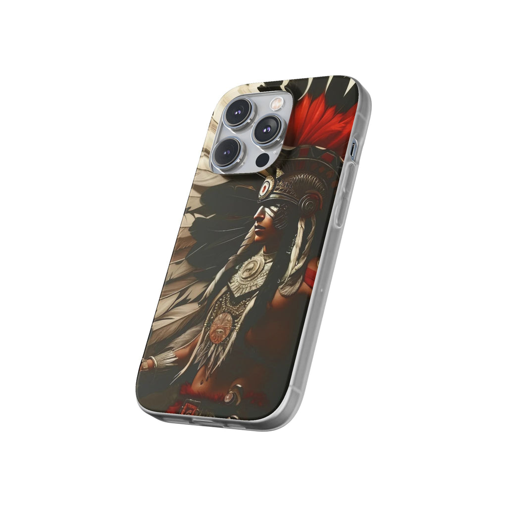 Aztec Fierce Warrior – Flexi Phone Case (iPhone & Samsung • Clear TPU • Made in USA • Personalized Option)