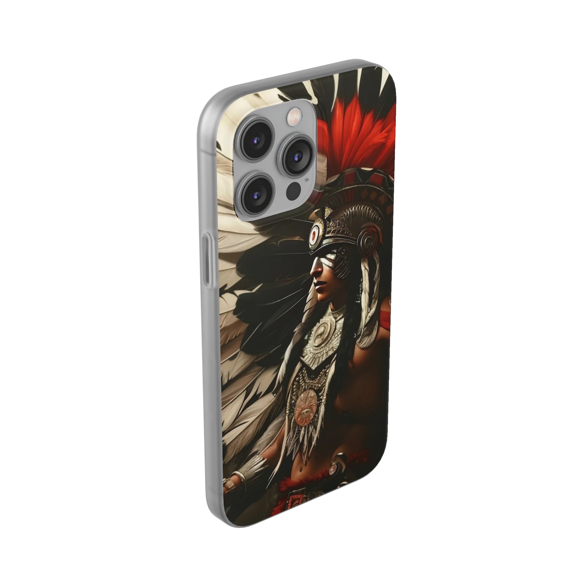 Aztec Fierce Warrior – Flexi Phone Case (iPhone & Samsung • Clear TPU • Made in USA • Personalized Option)
