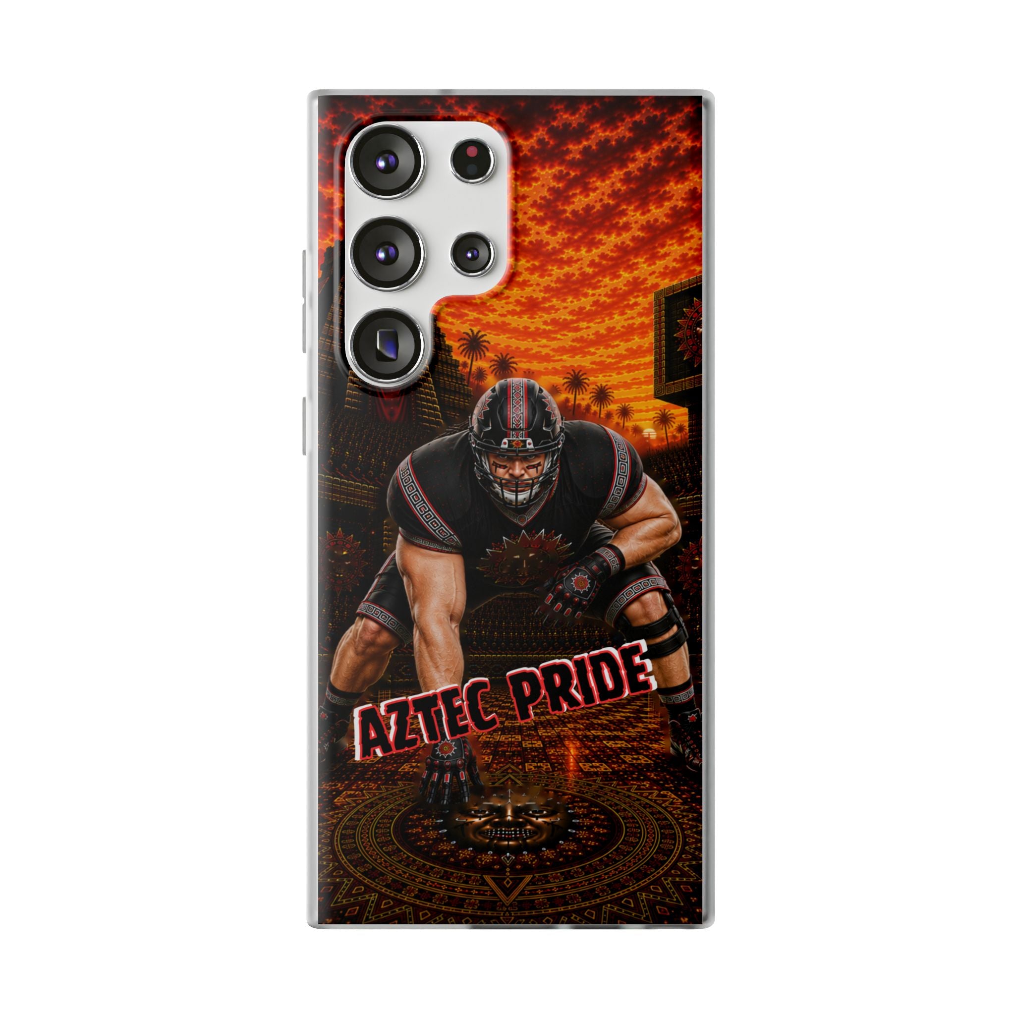 Aztec Football Warrior – Flexi Phone Case (iPhone & Samsung • Clear TPU • Made & Shipped in the USA • 🚚 FREE USA Shipping • Personalized Option)