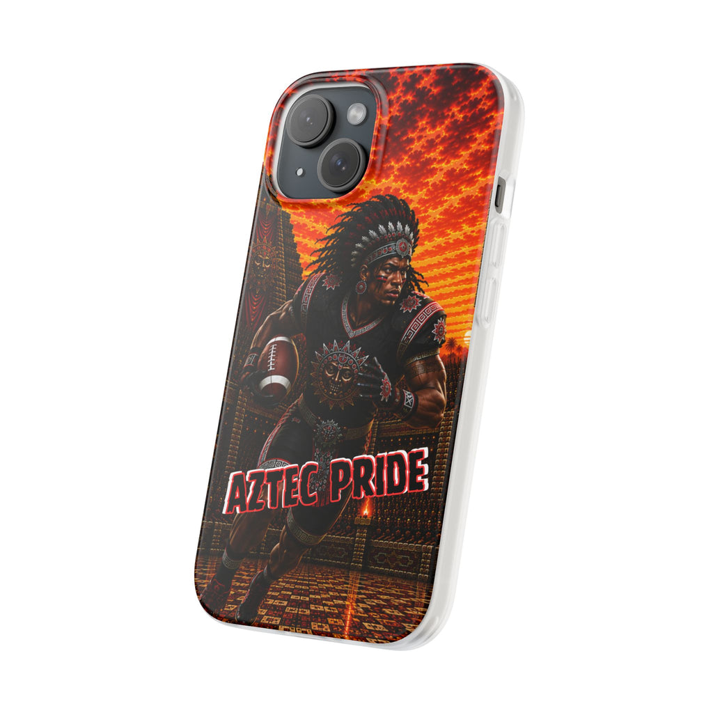 Aztec Football Warrior – Flexi Phone Case (iPhone & Samsung • Clear TPU • Made & Shipped in the USA • 🚚 FREE USA Shipping • Personalized Option)