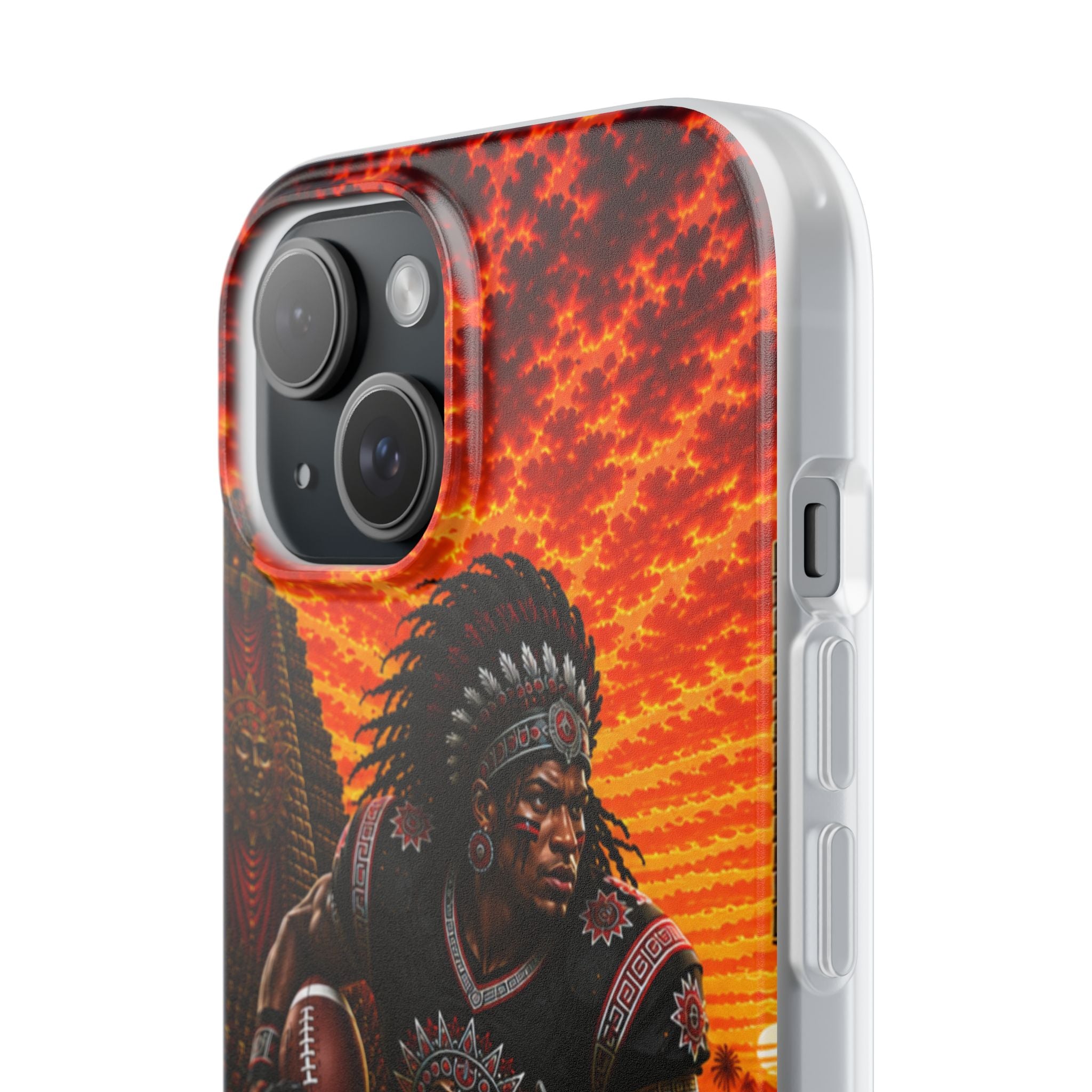 Aztec Football Warrior – Flexi Phone Case (iPhone & Samsung • Clear TPU • Made & Shipped in the USA • 🚚 FREE USA Shipping • Personalized Option)