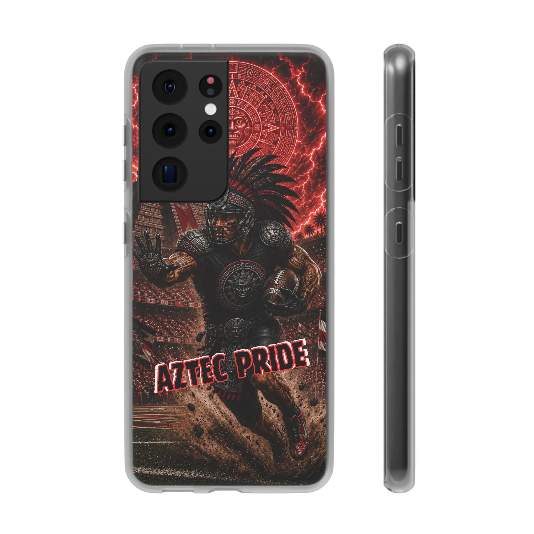Aztec Football Warrior – Flexi Phone Case (iPhone & Samsung • Clear TPU • Made in USA • Personalized Option)