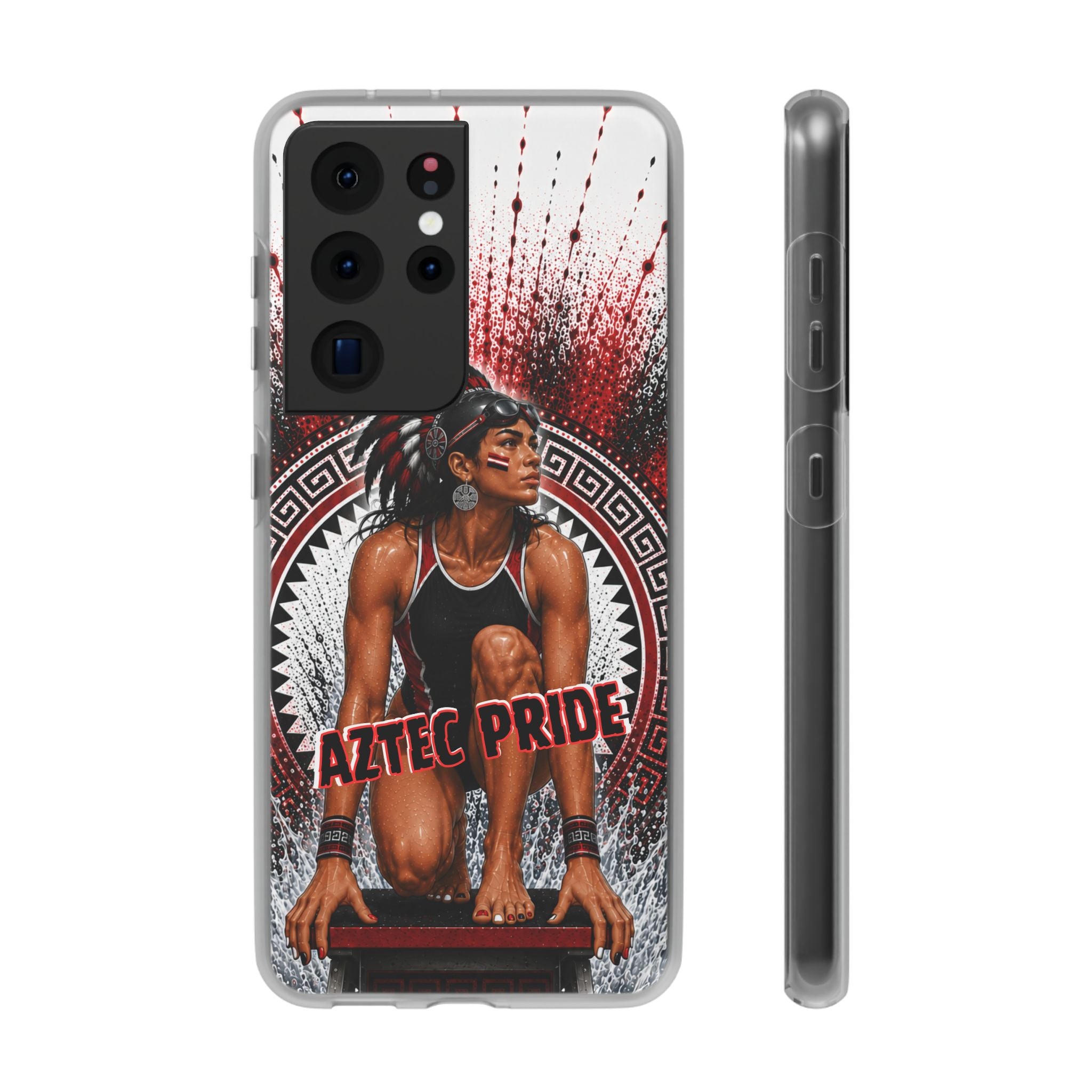Aztec Swim & Dive Warrior – Flexi Phone Case (iPhone & Samsung • Clear TPU • Made & Shipped in the USA • 🚚 FREE USA Shipping • Personalized Option)