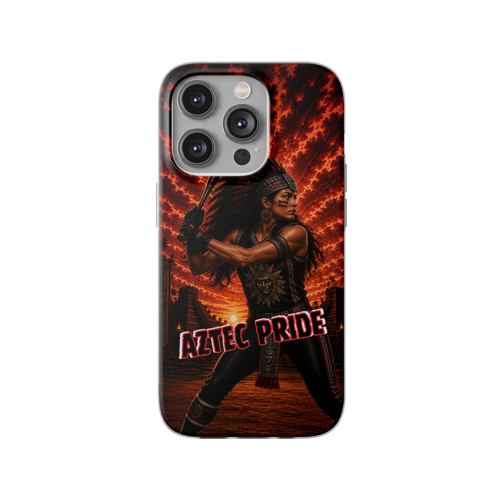 Aztec Softball Warrior – Flexi Phone Case (iPhone & Samsung • Clear TPU • Made & Shipped in the USA • 🚚 FREE USA Shipping • Personalized Option)