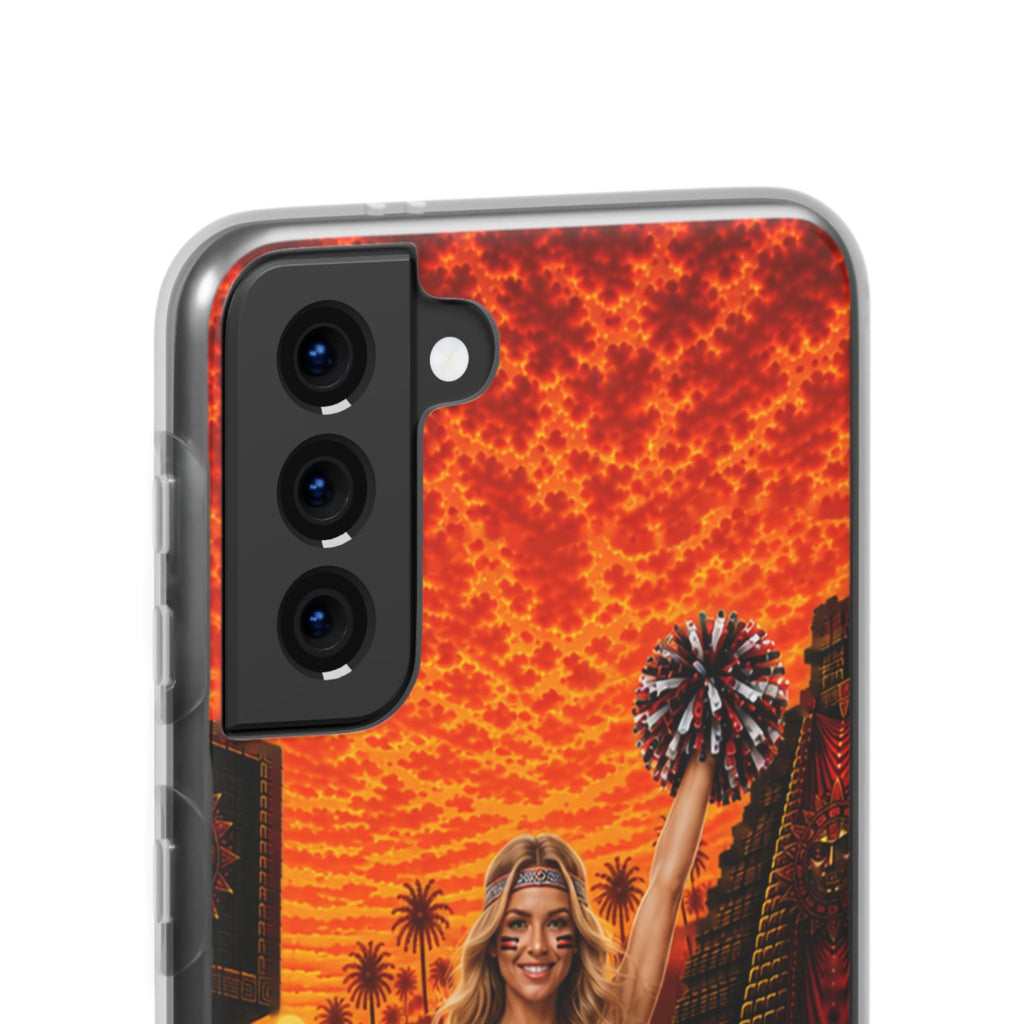 Aztec Cheerleader Warrior – Flexi Phone Case (iPhone & Samsung • Clear TPU • Made & Shipped in the USA • 🚚 FREE USA Shipping • Personalized Option)