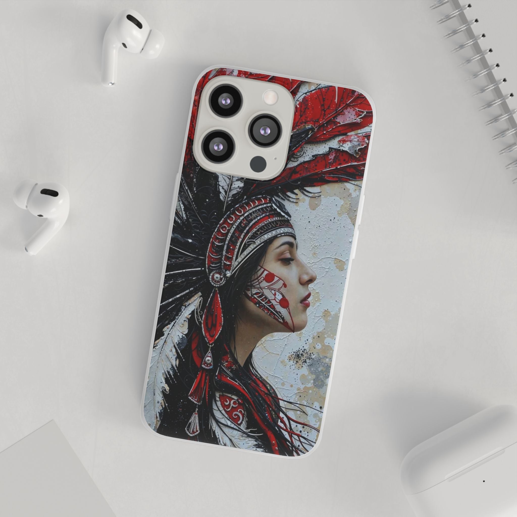 Aztec Silent Goddess – Flexi Phone Case (iPhone & Samsung • Clear TPU • Made in USA • Personalized Option)