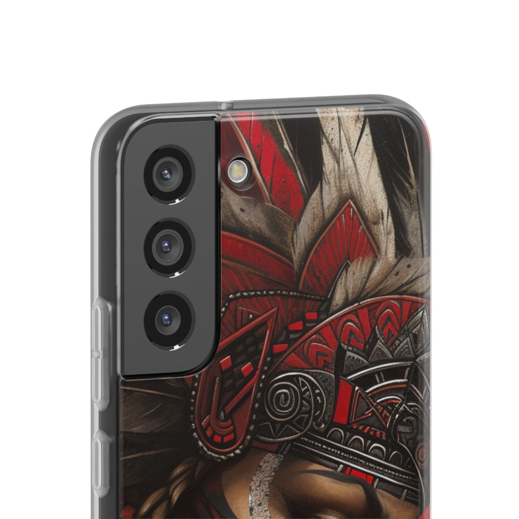 Aztec Sun Goddess – Flexi Phone Case (iPhone & Samsung • Clear TPU • Made in USA • Personalized Option)