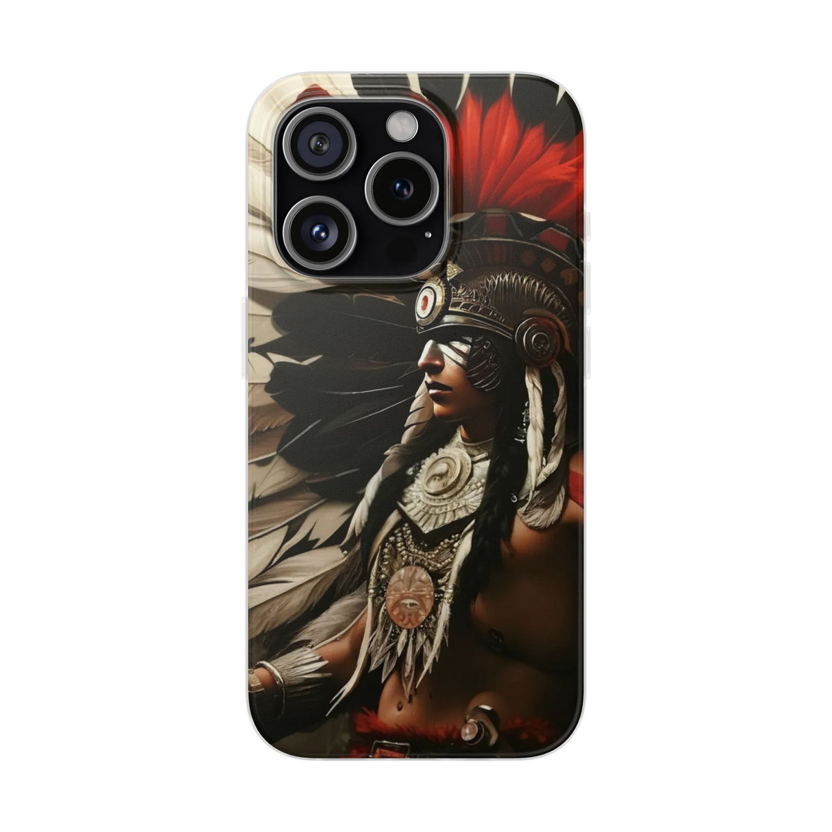 Aztec Fierce Warrior – Flexi Phone Case (iPhone & Samsung • Clear TPU • Made in USA • Personalized Option)