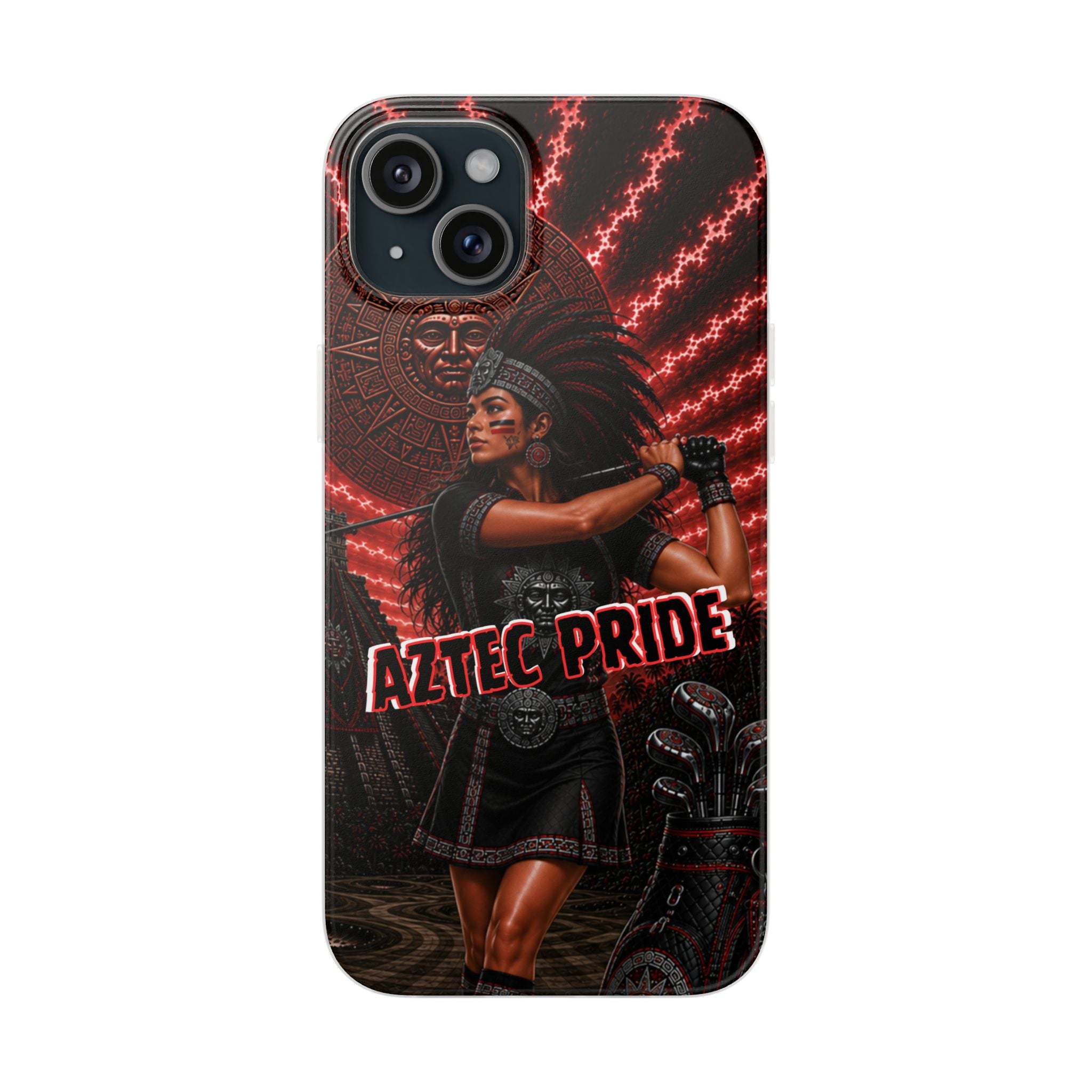 Aztec Golf Female Warrior – Flexi Phone Case (iPhone & Samsung • Clear TPU • Made & Shipped in the USA • 🚚 FREE USA Shipping • Personalized Option)