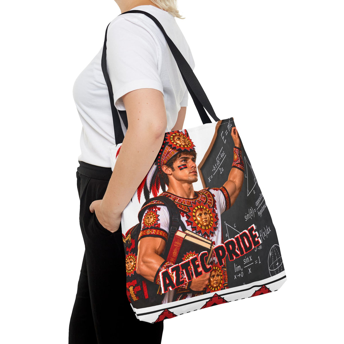Aztec Mathematician Warrior Tote Bag | Aztec-Inspired AI Art • Made & Shipped in the USA • 🚚 FREE USA Shipping • FREE Personalization