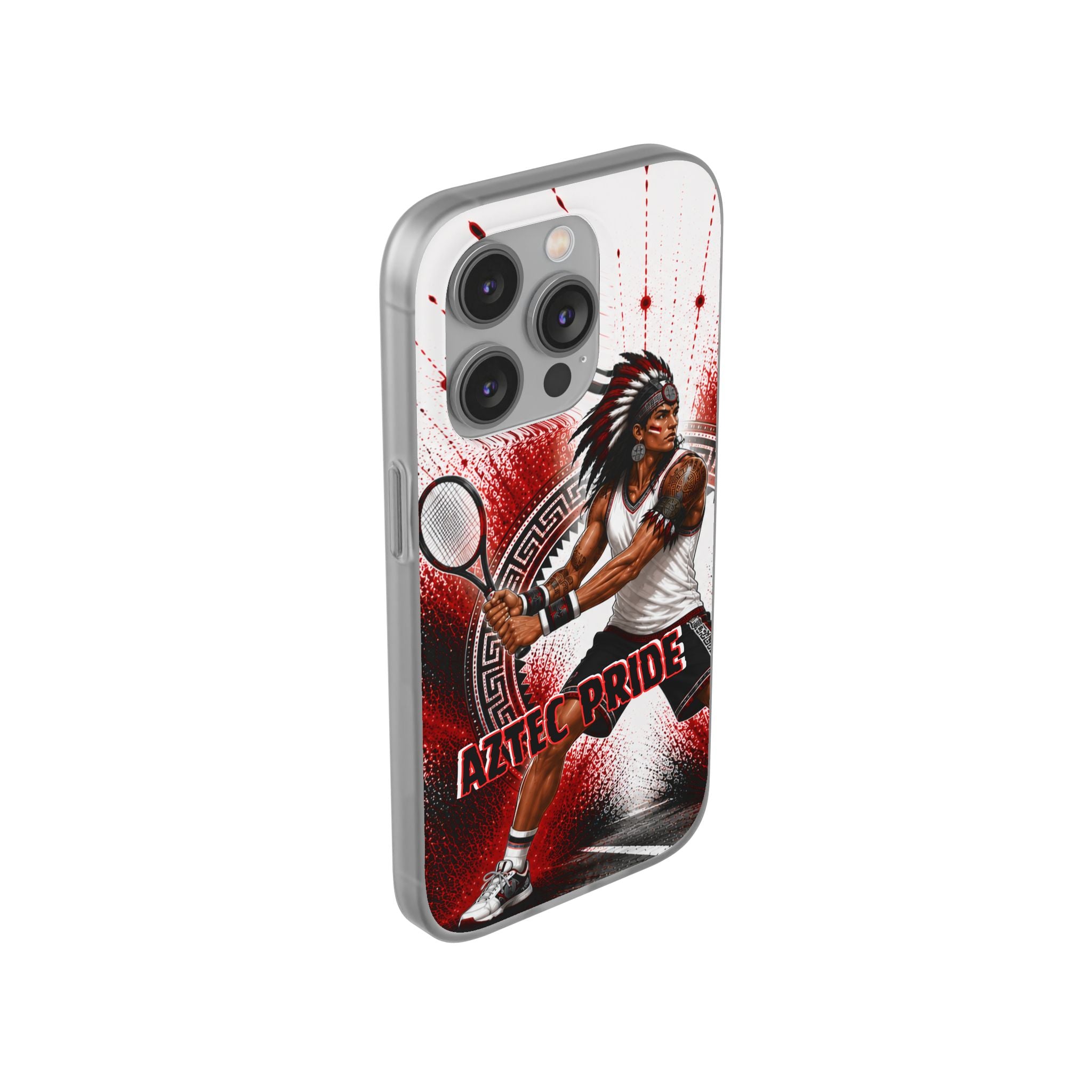 Aztec Tennis Male Warrior – Flexi Phone Case (iPhone & Samsung • Clear TPU • Made & Shipped in the USA • 🚚 FREE USA Shipping • Personalized Option)