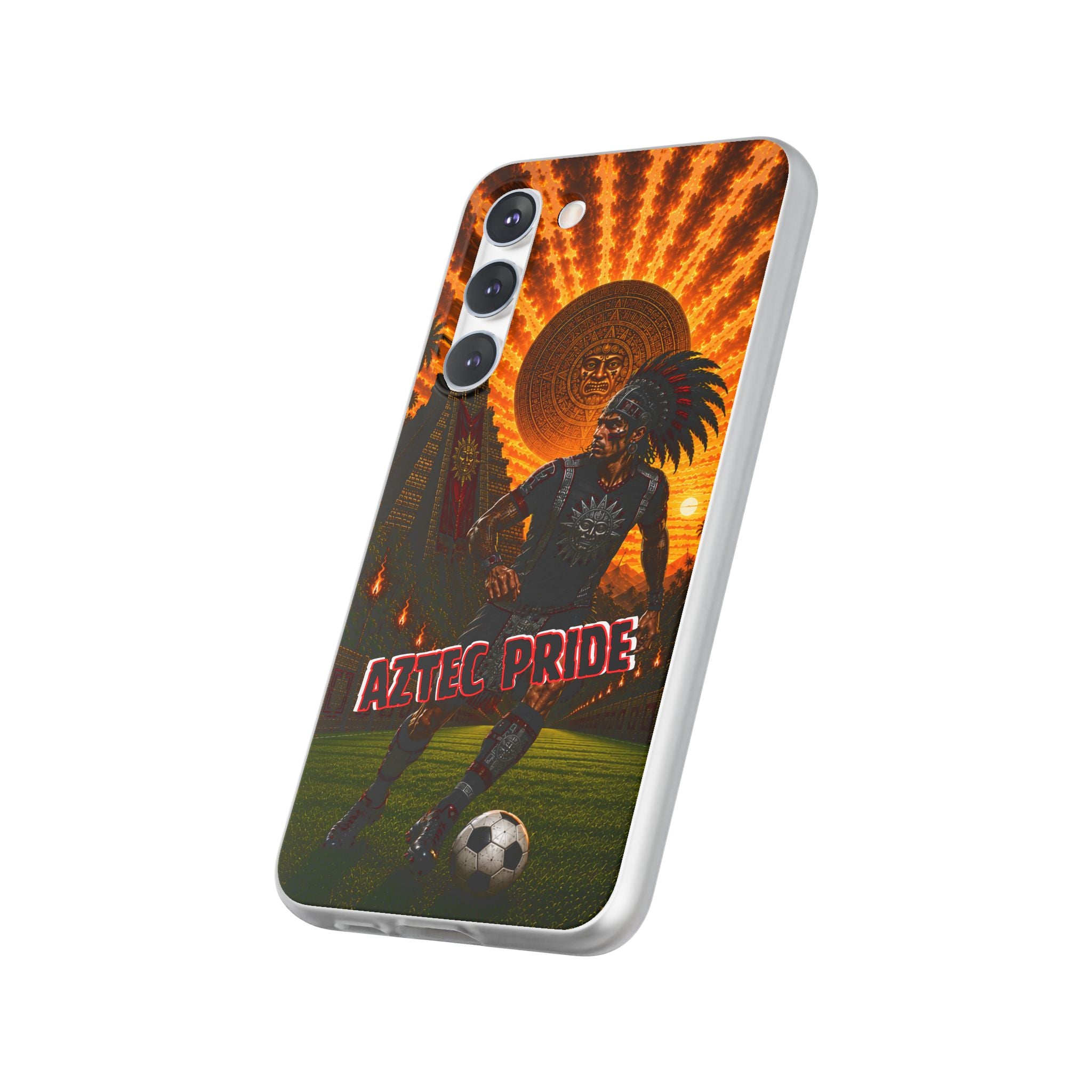 Aztec Soccer Male Warrior – Flexi Phone Case (iPhone & Samsung • Clear TPU • Made & Shipped in the USA • 🚚 FREE USA Shipping • Personalized Option)