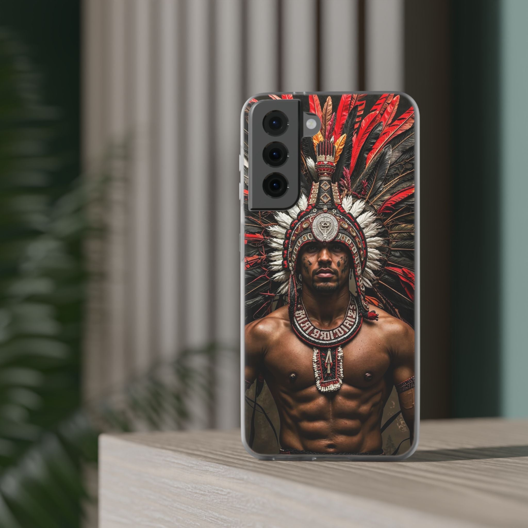 Aztec Warrior Eagle – Flexi Phone Case (iPhone & Samsung • Clear TPU • Made in USA • Personalized Option)