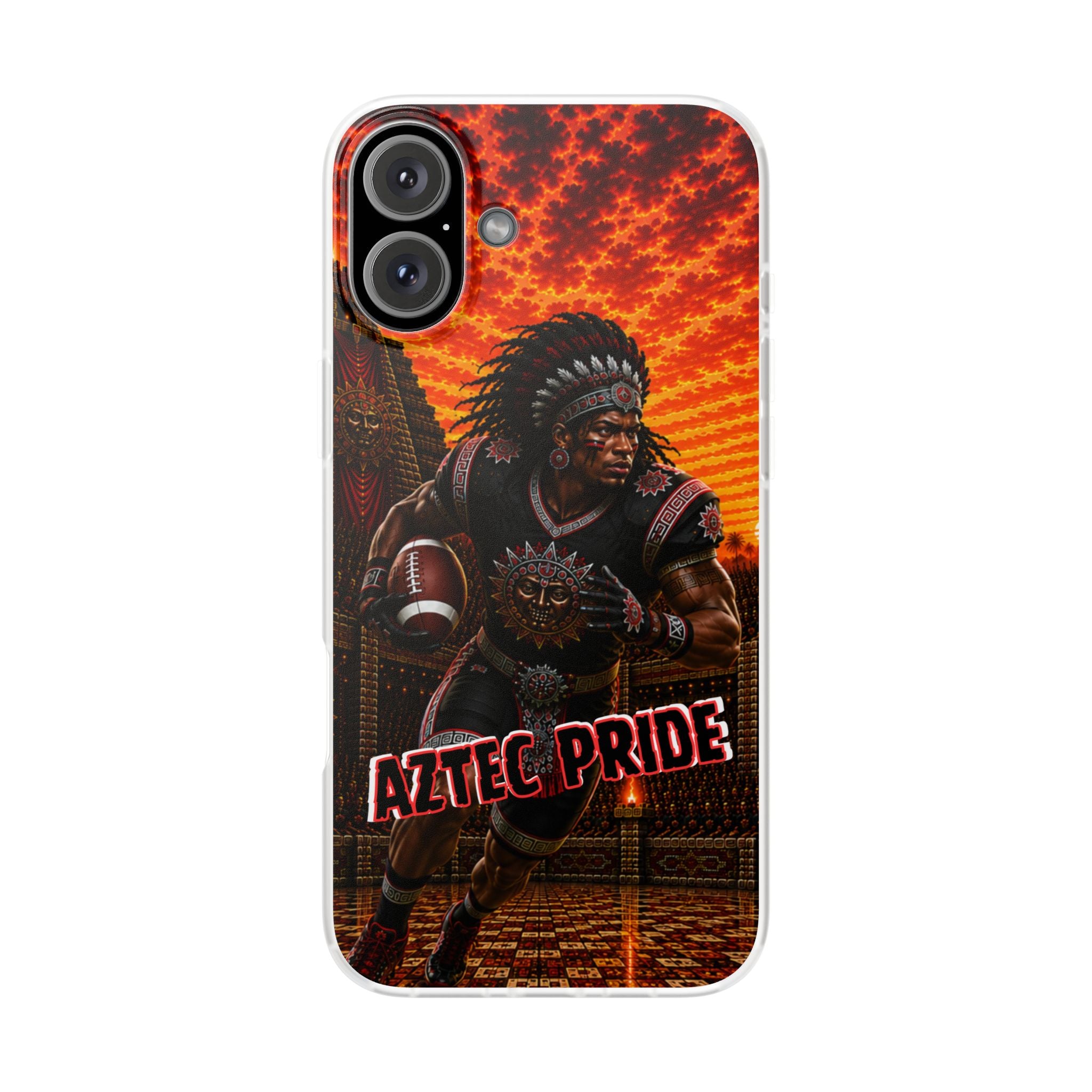 Aztec Football Warrior – Flexi Phone Case (iPhone & Samsung • Clear TPU • Made & Shipped in the USA • 🚚 FREE USA Shipping • Personalized Option)