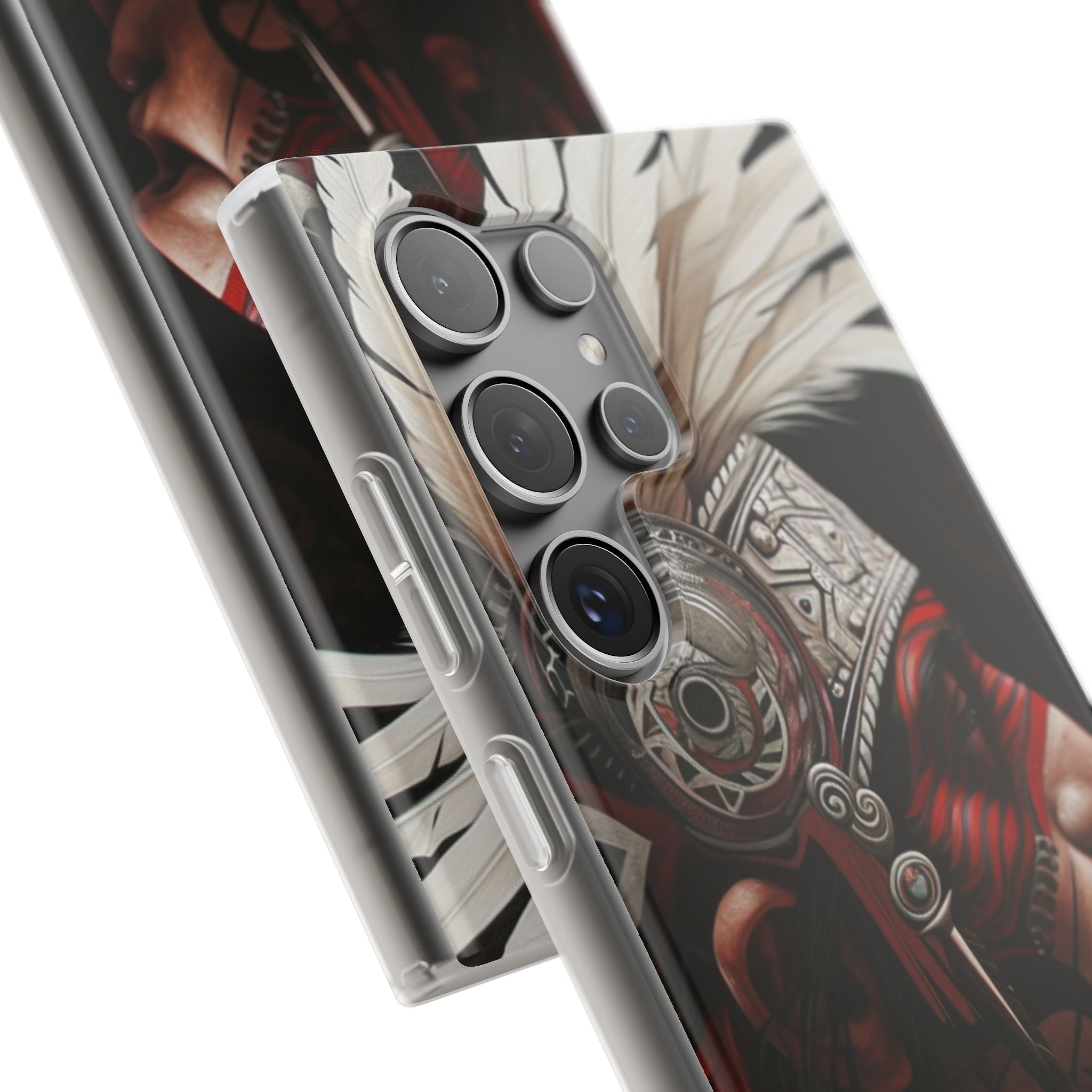 Aztec Warrior King – Flexi Phone Case (iPhone & Samsung • Clear TPU • Made in USA • Personalized Option)