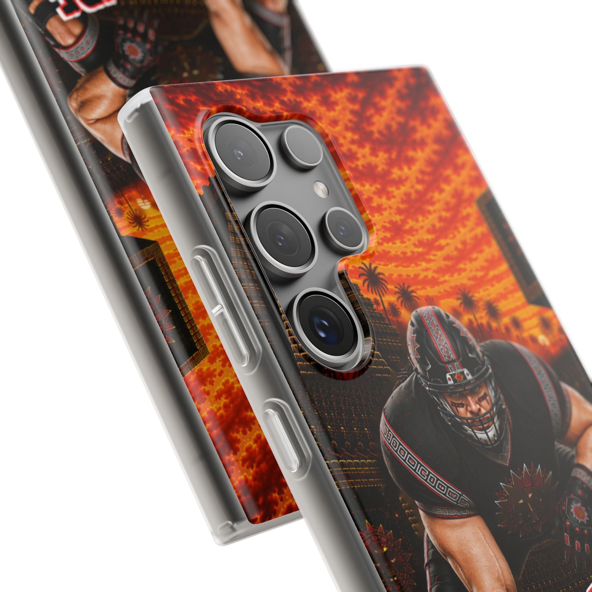 Aztec Football Warrior – Flexi Phone Case (iPhone & Samsung • Clear TPU • Made & Shipped in the USA • 🚚 FREE USA Shipping • Personalized Option)