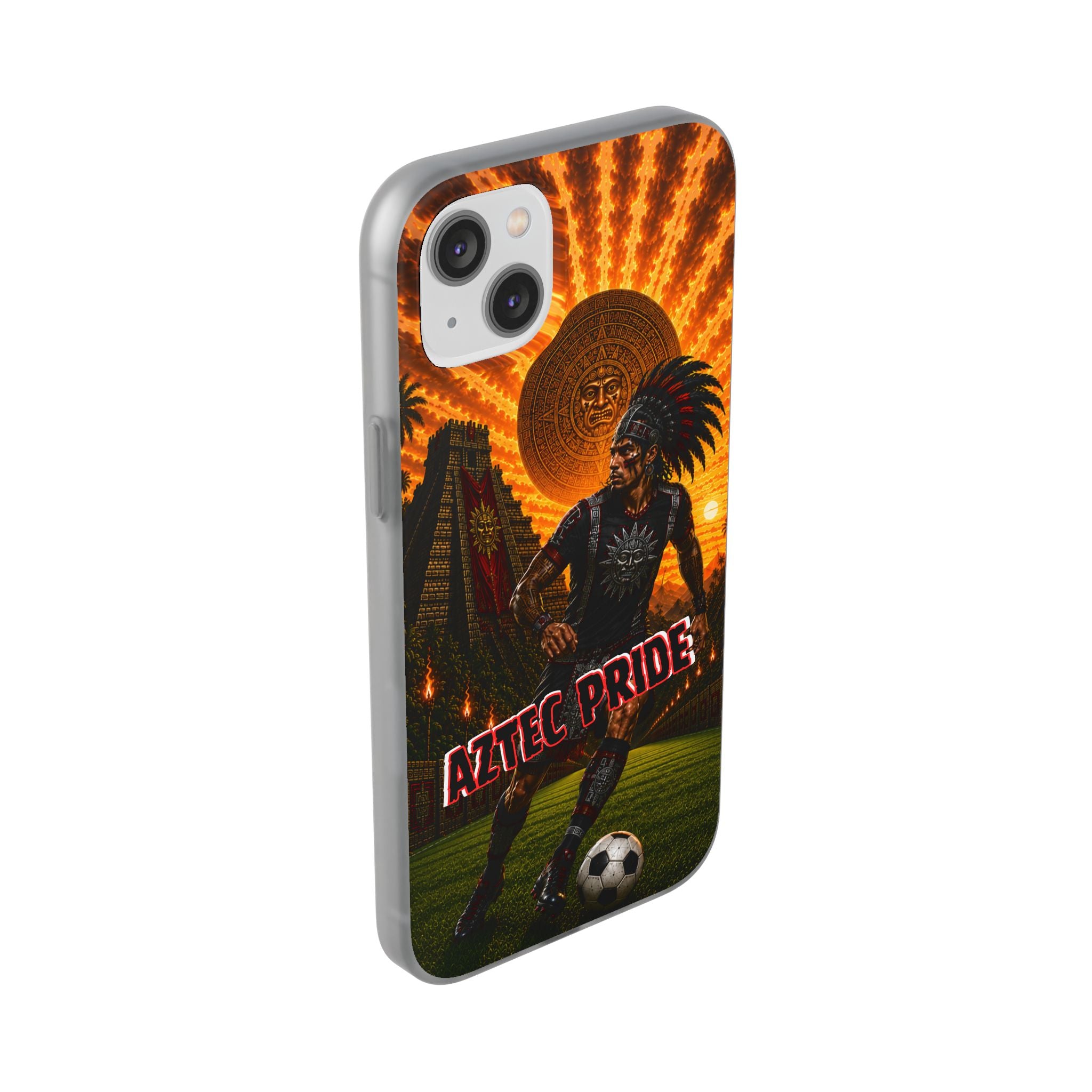 Aztec Soccer Male Warrior – Flexi Phone Case (iPhone & Samsung • Clear TPU • Made & Shipped in the USA • 🚚 FREE USA Shipping • Personalized Option)