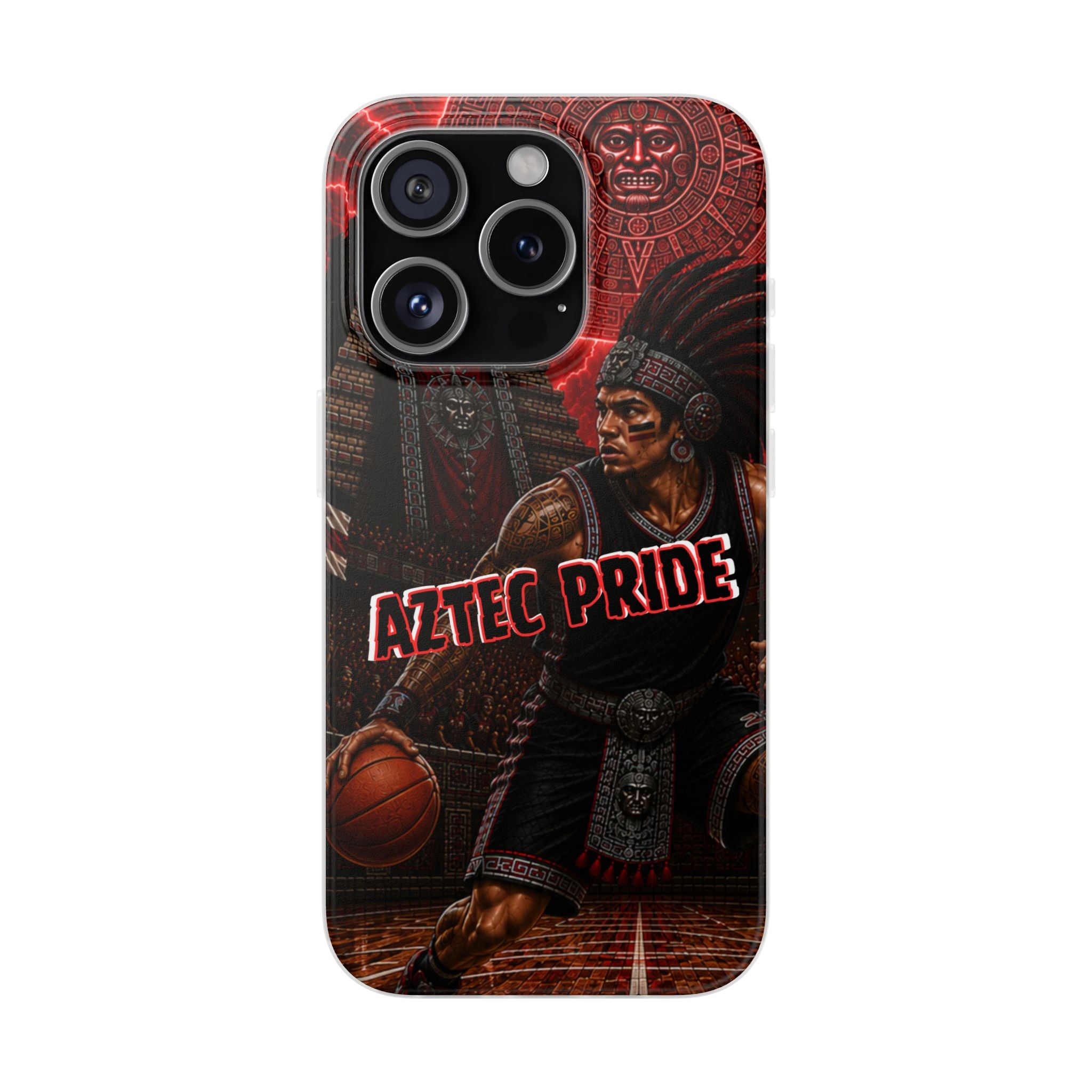 Aztec Basketall Warrior – Flexi Phone Case (iPhone & Samsung • Clear TPU • Made & Shipped in the USA • 🚚 FREE USA Shipping • Personalized Option)