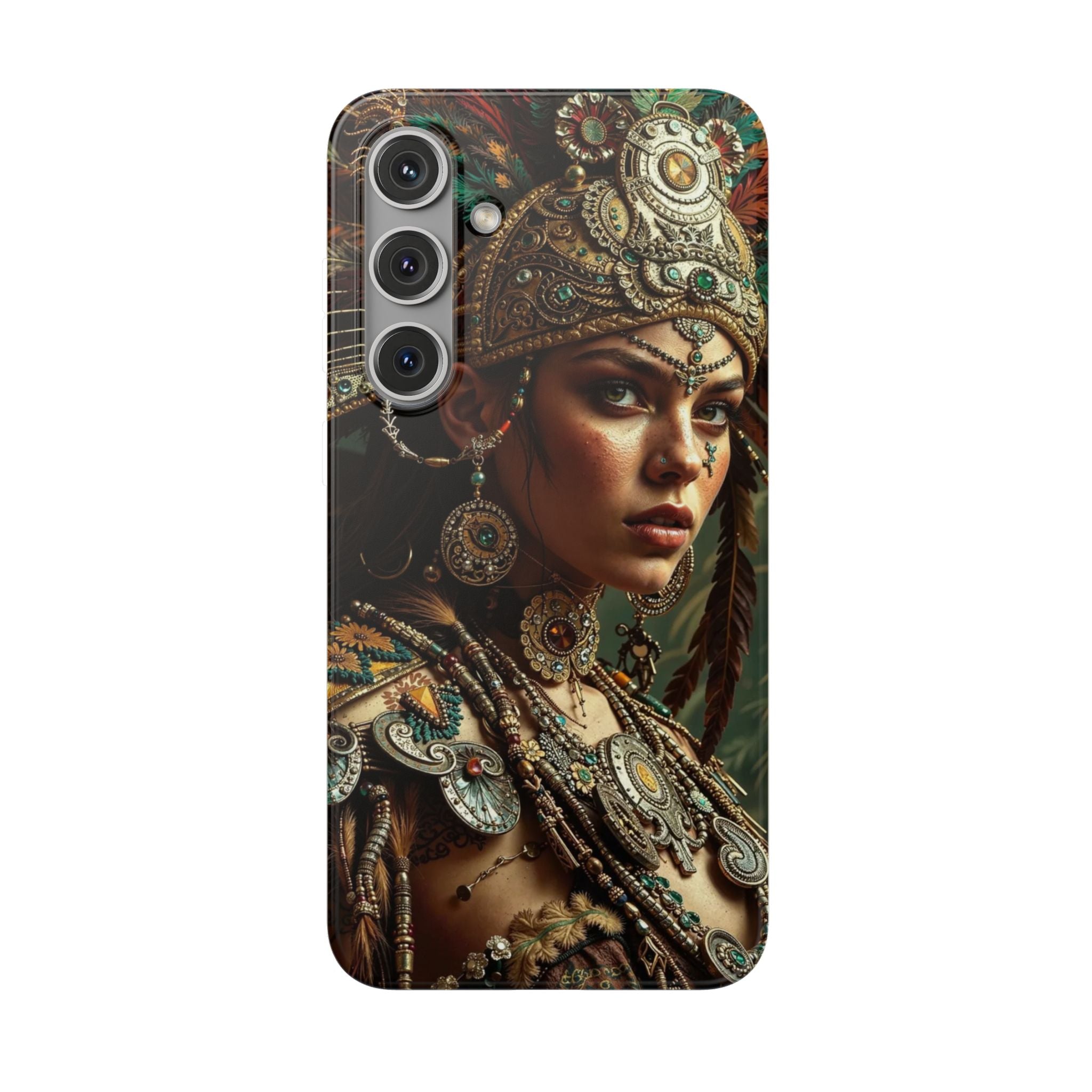 Aztec Warrior Goddess – Flexi Phone Case (iPhone & Samsung • Clear TPU • Made in USA • Personalized Option)