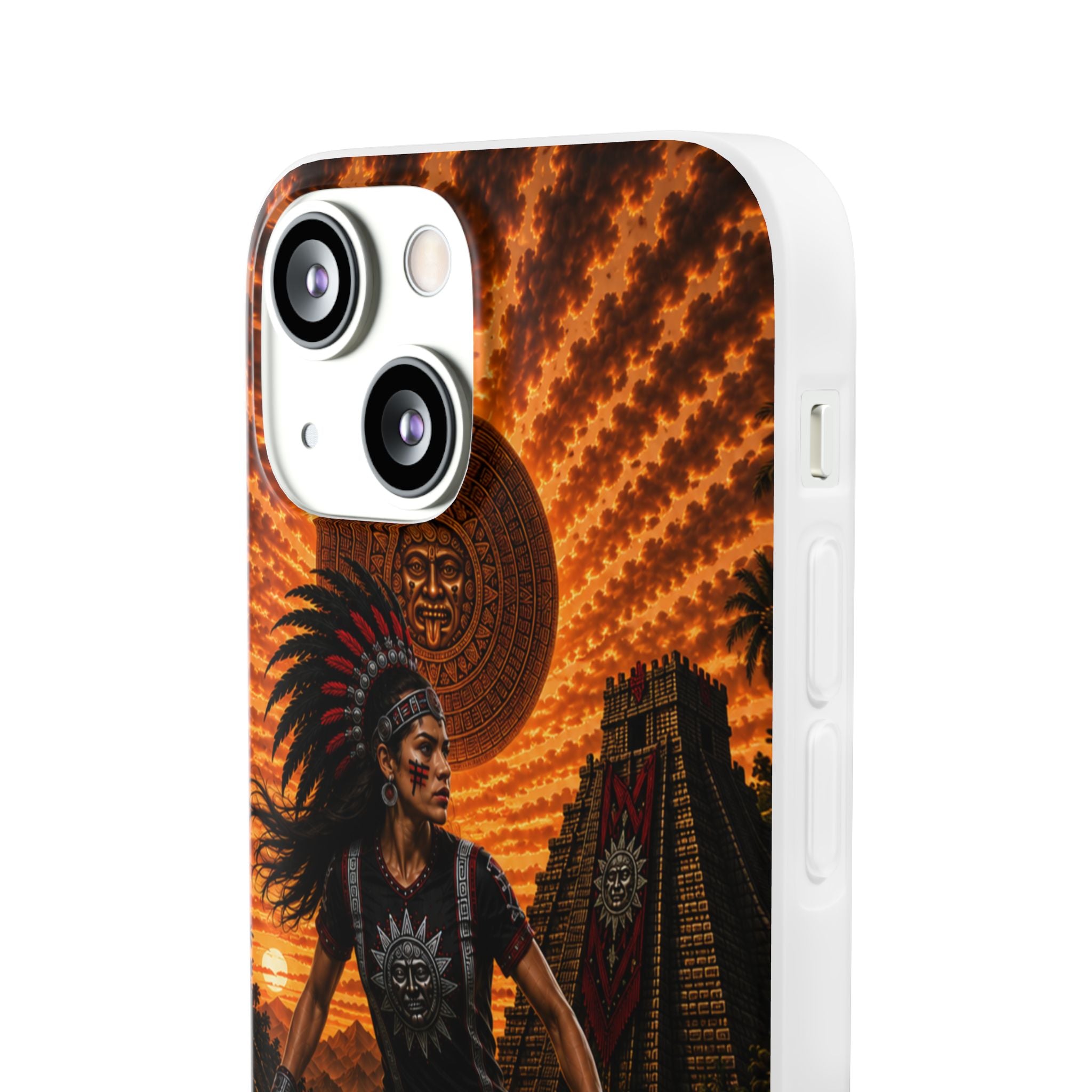 Aztec Soccer Female Warrior – Flexi Phone Case (iPhone & Samsung • Clear TPU • Made & Shipped in the USA • 🚚 FREE USA Shipping • Personalized Option)