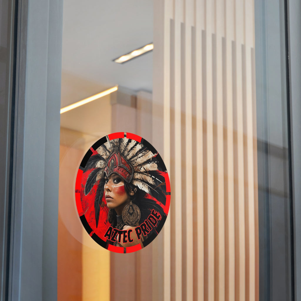 Aztec Moon Goddess Round Vinyl Sticker – Waterproof Matte Decal (2”–6”)