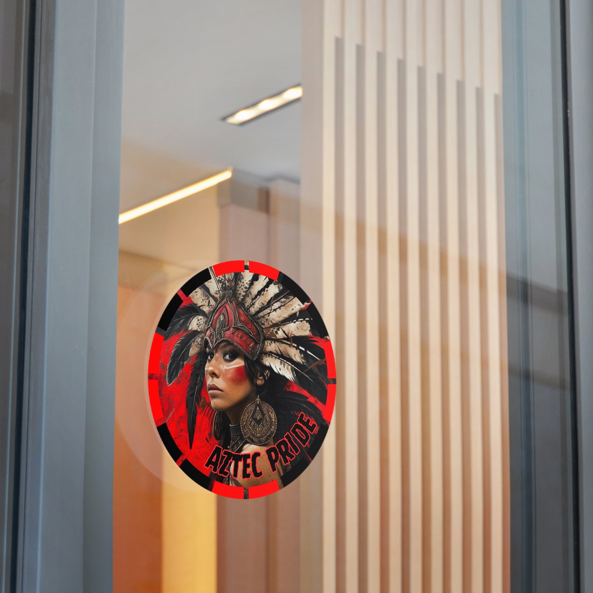 Aztec Moon Goddess Round Vinyl Sticker – Waterproof Matte Decal (2”–6”)