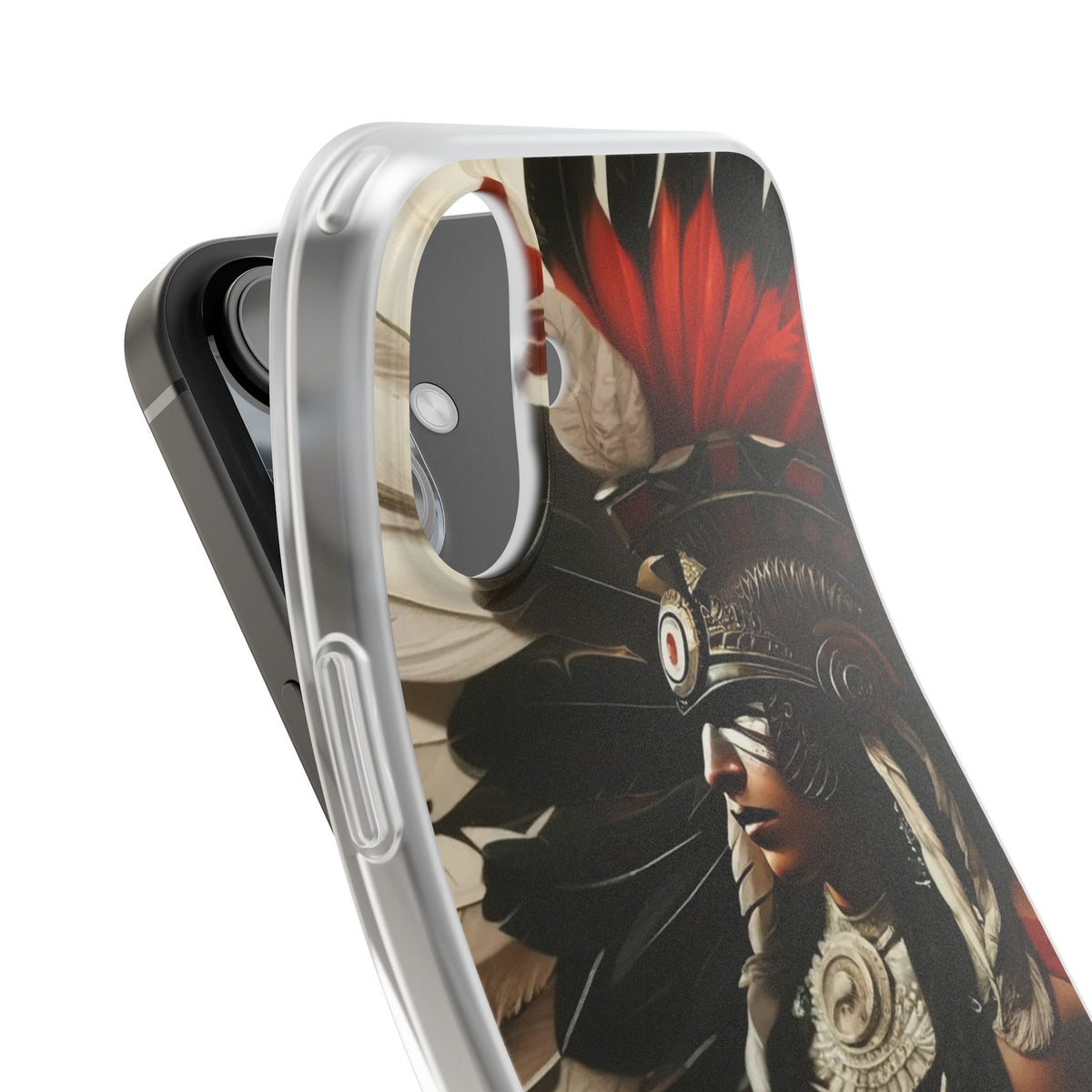 Aztec Fierce Warrior – Flexi Phone Case (iPhone & Samsung • Clear TPU • Made in USA • Personalized Option)