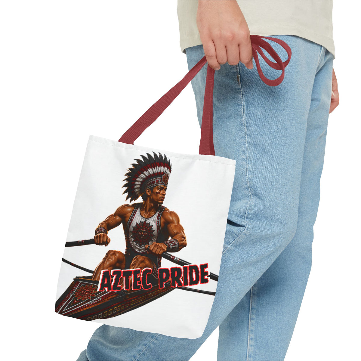 Aztec Rowing Warrior Tote Bag | Aztec-Inspired AI Art • Made & Shipped in the USA • 🚚 FREE USA Shipping • FREE Personalization