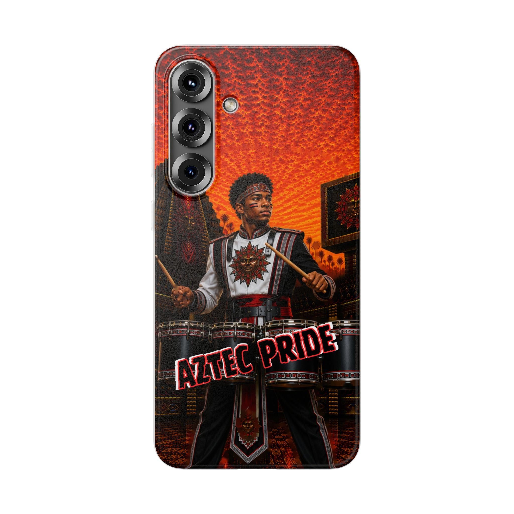 Aztec Band Warrior – Flexi Phone Case (iPhone & Samsung • Clear TPU • Made & Shipped in the USA • 🚚 FREE USA Shipping • Personalized Option)
