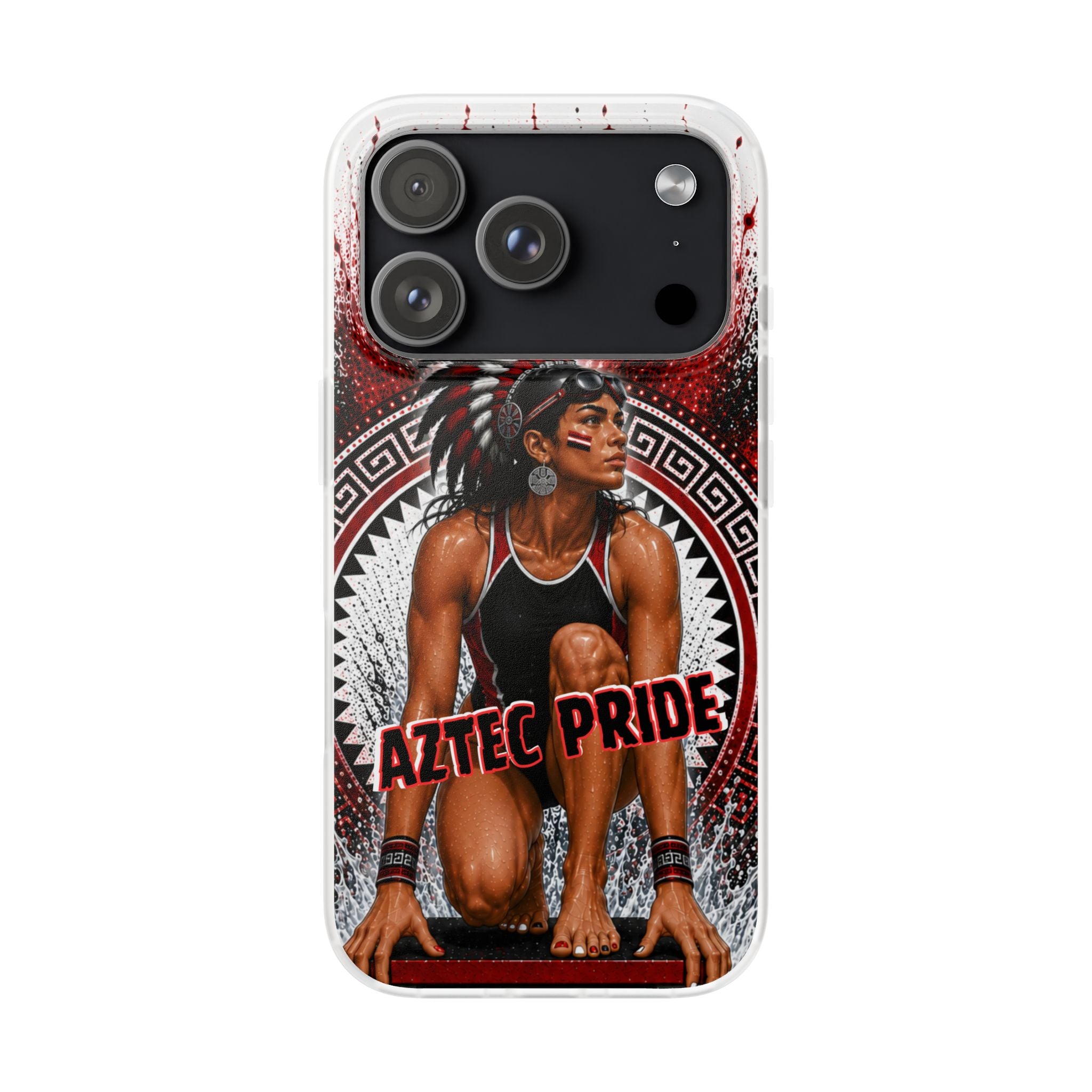 Aztec Swim & Dive Warrior – Flexi Phone Case (iPhone & Samsung • Clear TPU • Made & Shipped in the USA • 🚚 FREE USA Shipping • Personalized Option)