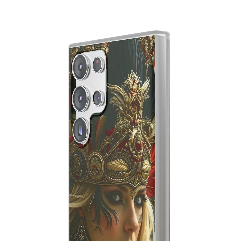 Aztec Fireheart Queen – Flexi Phone Case (iPhone & Samsung • Clear TPU • Made in USA • Personalized Option)