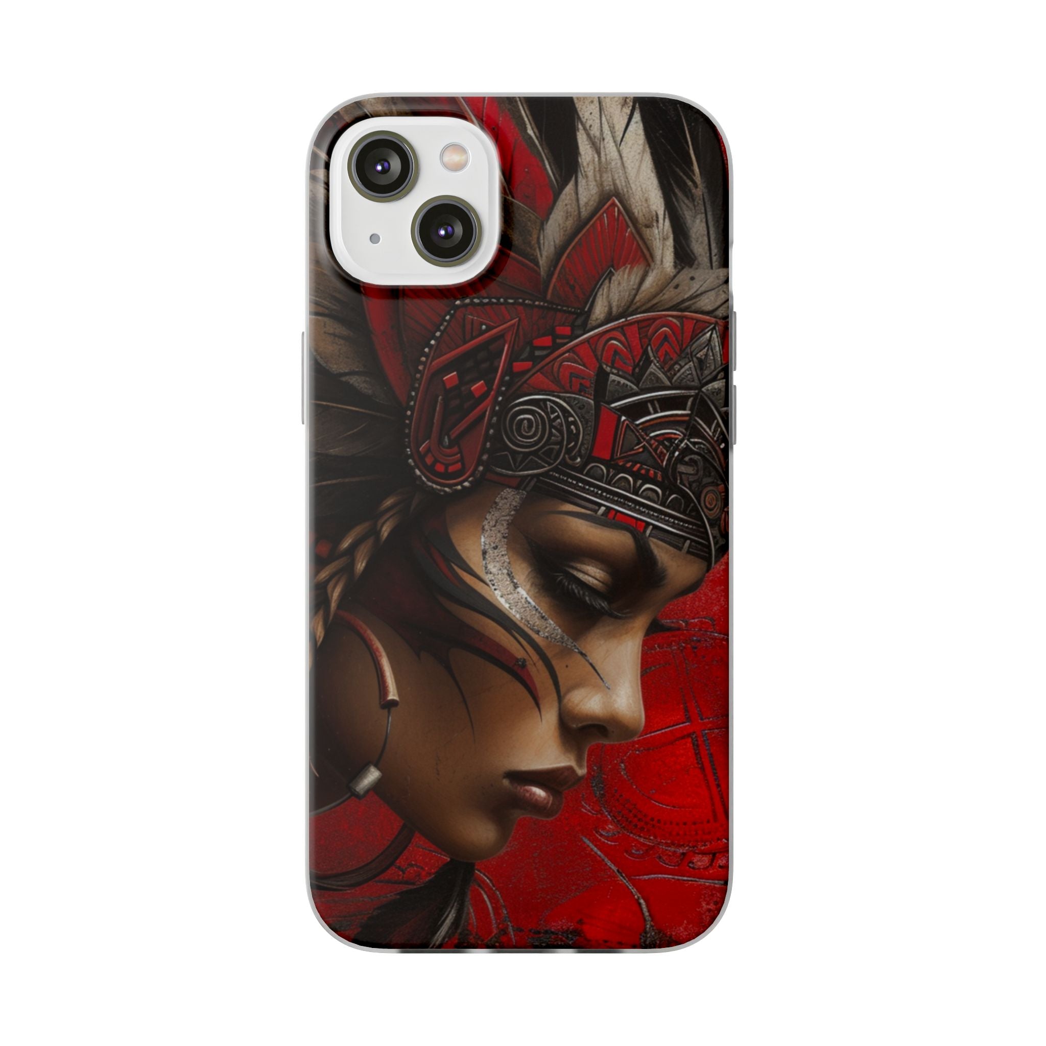 Aztec Sun Goddess – Flexi Phone Case (iPhone & Samsung • Clear TPU • Made in USA • Personalized Option)