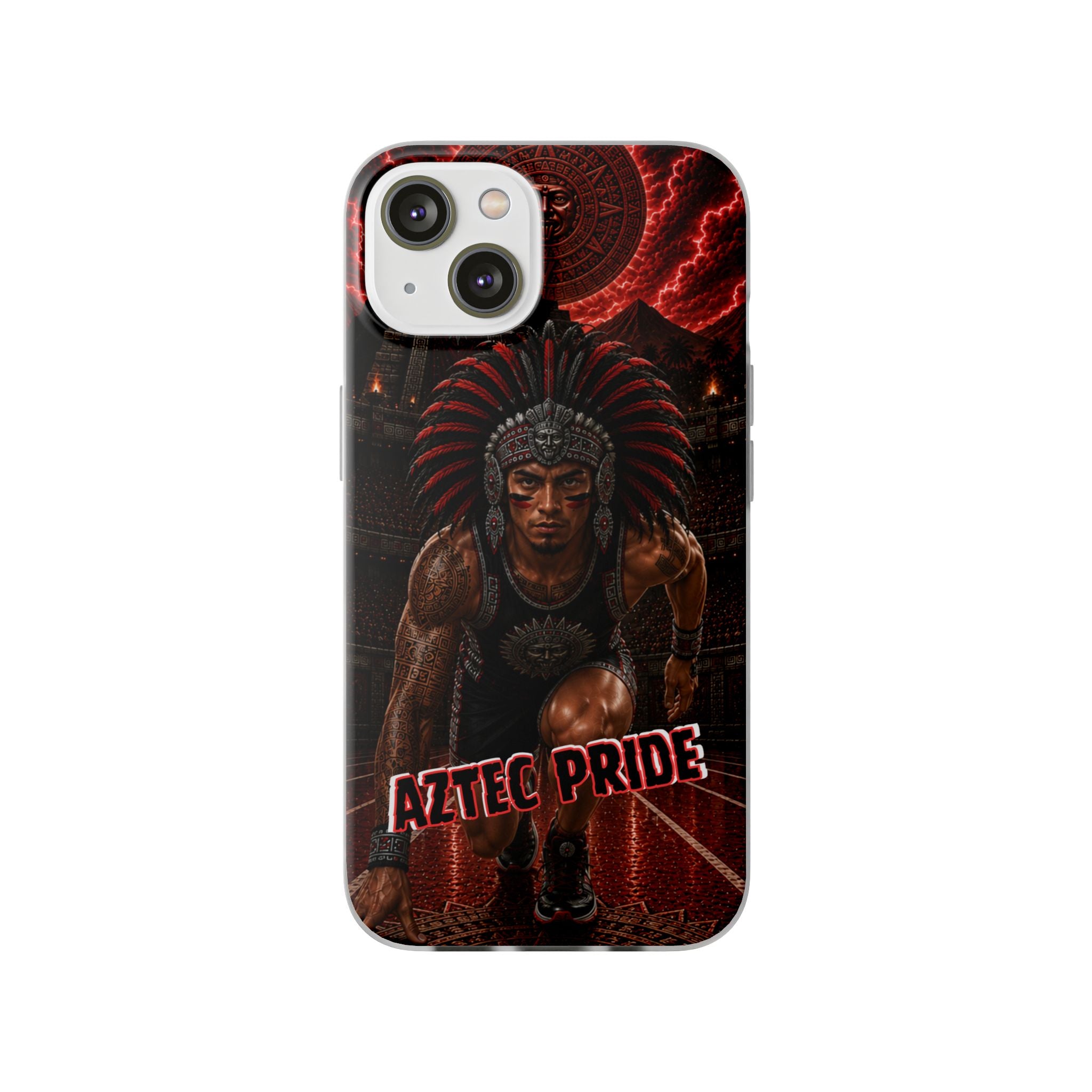 Aztec Track & Field Male Warrior – Flexi Phone Case (iPhone & Samsung • Clear TPU • Made & Shipped in the USA • 🚚 FREE USA Shipping • Personalized Option)