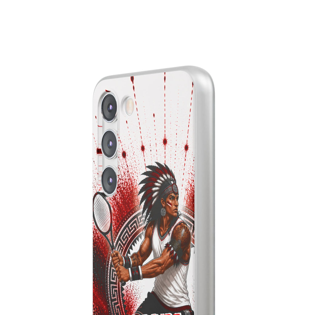 Aztec Tennis Male Warrior – Flexi Phone Case (iPhone & Samsung • Clear TPU • Made & Shipped in the USA • 🚚 FREE USA Shipping • Personalized Option)