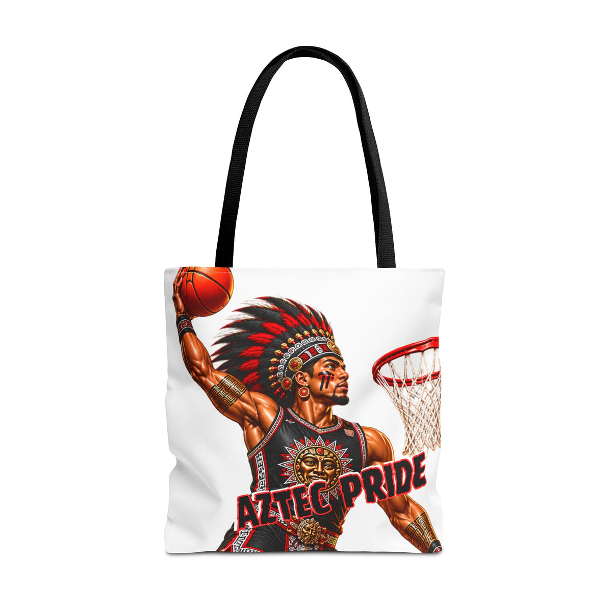 Aztec Basketball Dunk Warrior Tote Bag | Aztec-Inspired AI Art • Made & Shipped in the USA • 🚚 FREE USA Shipping • FREE Personalization