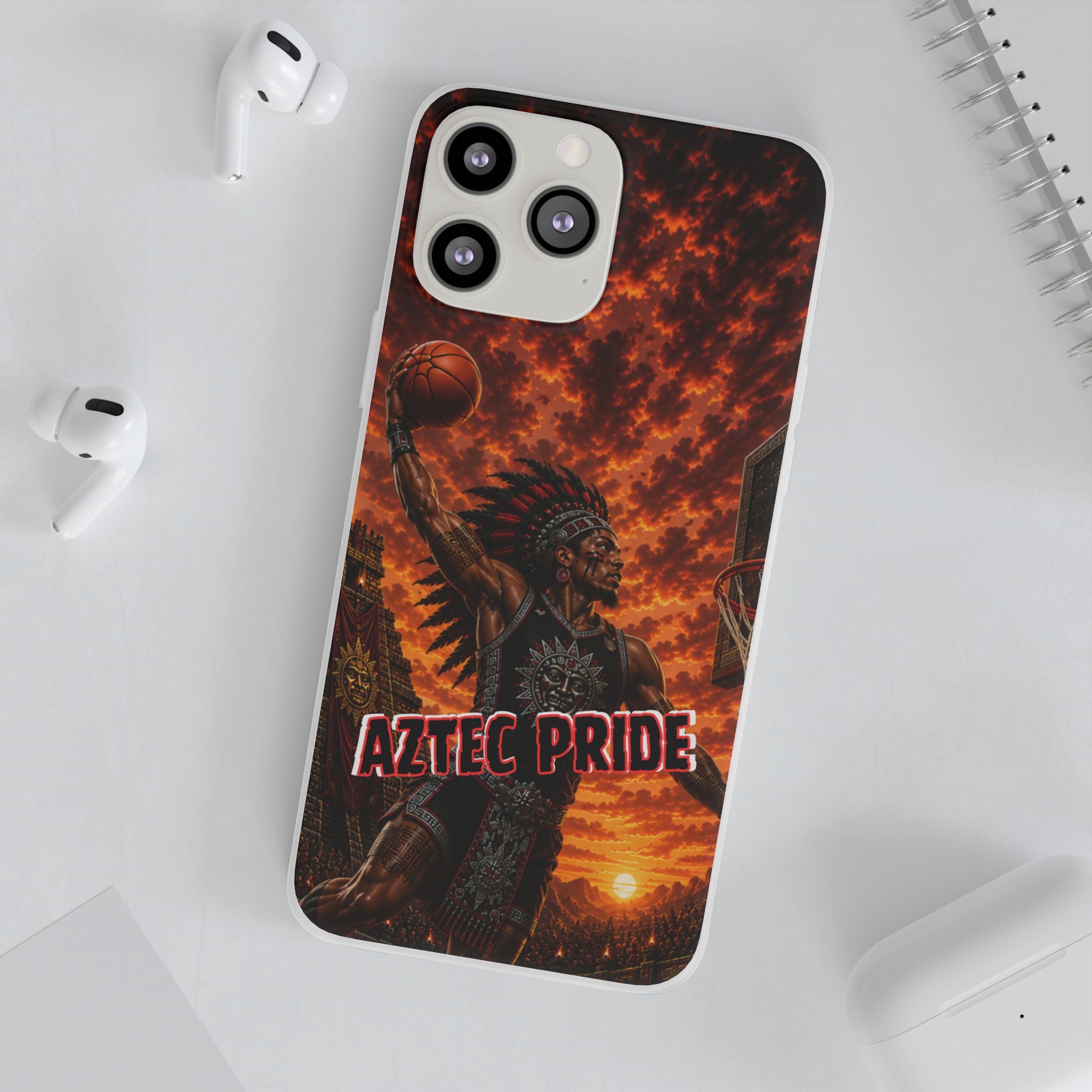 Aztec Basketball Male Warrior – Flexi Phone Case (iPhone & Samsung • Clear TPU • Made & Shipped in the USA • 🚚 FREE USA Shipping • Personalized Option)