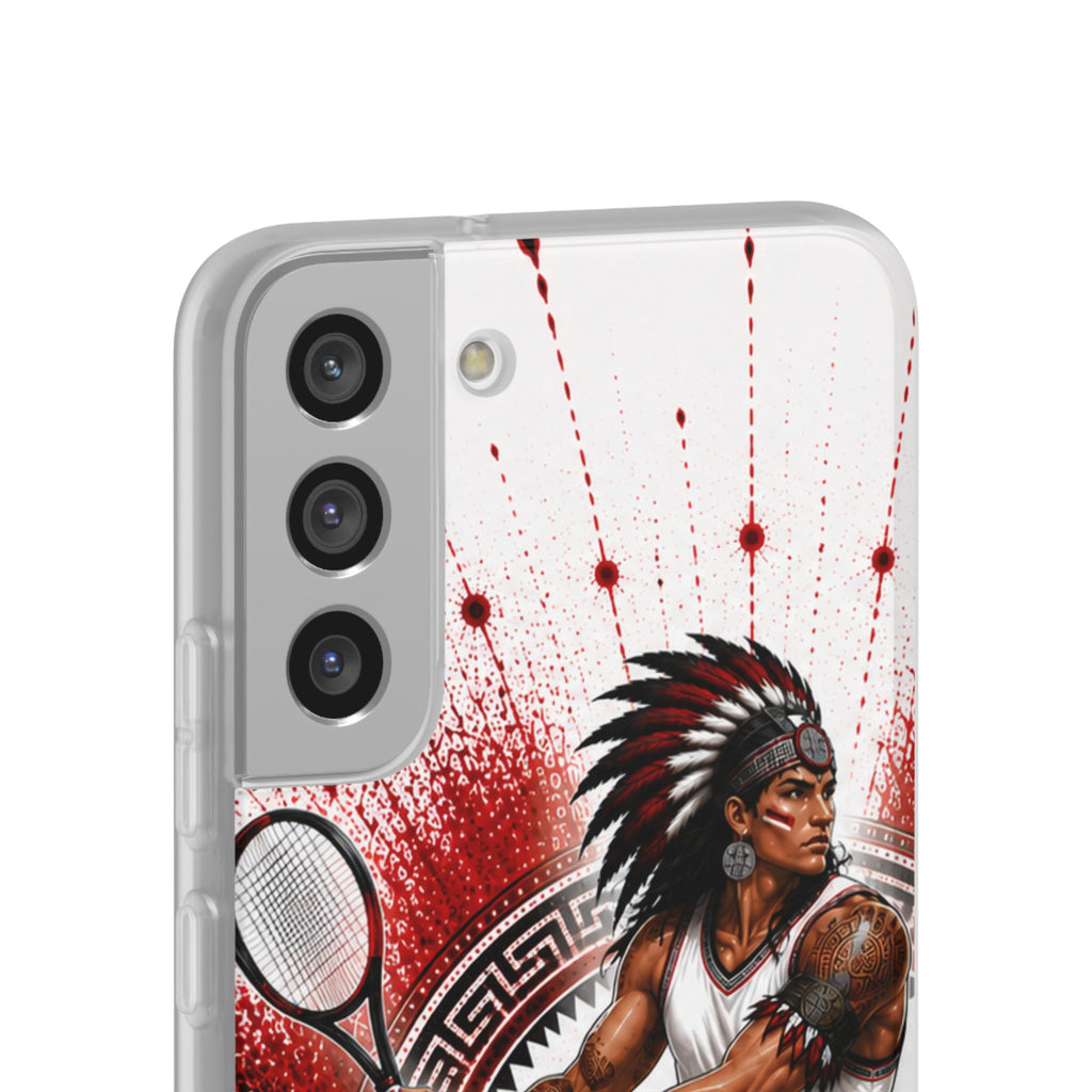 Aztec Tennis Male Warrior – Flexi Phone Case (iPhone & Samsung • Clear TPU • Made & Shipped in the USA • 🚚 FREE USA Shipping • Personalized Option)