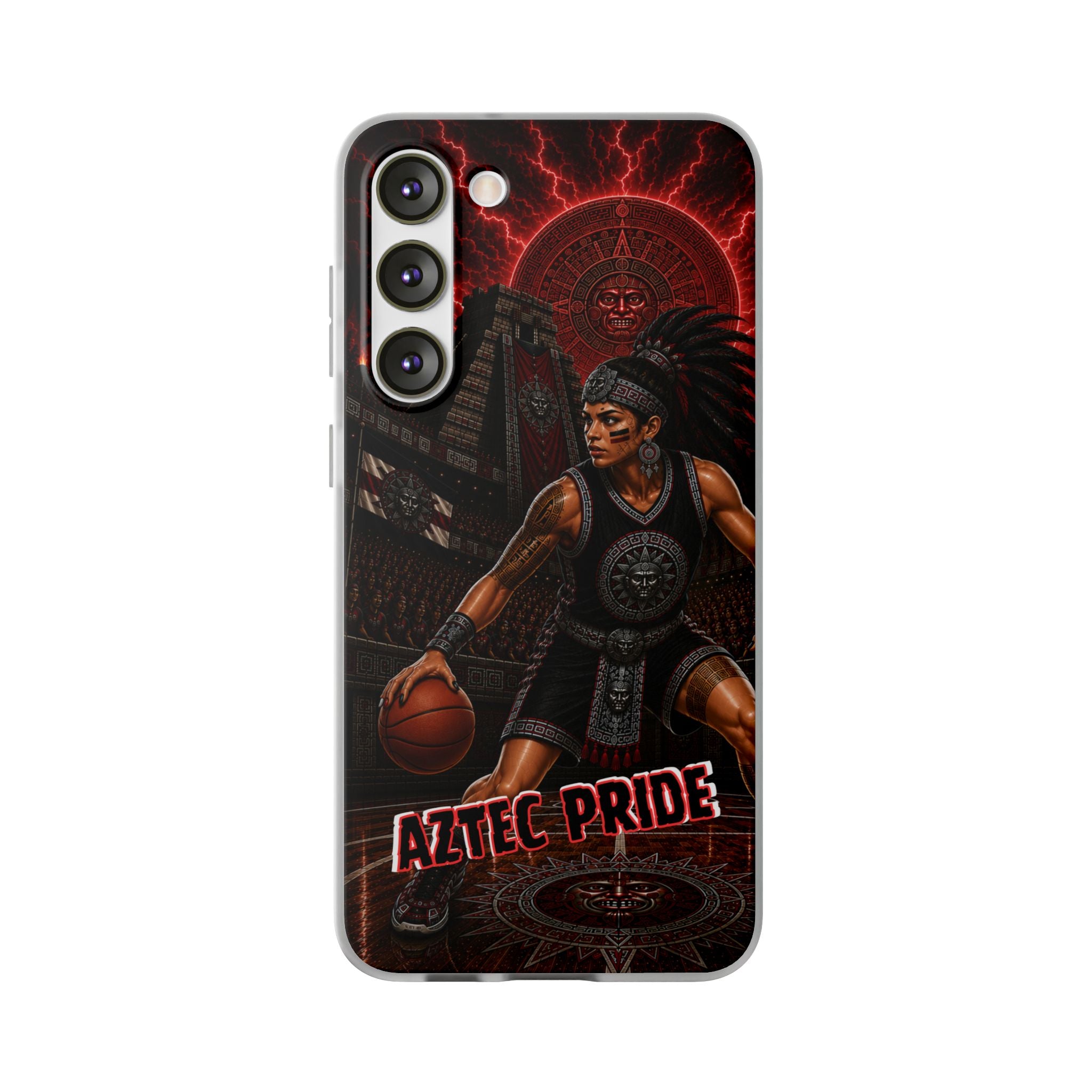 Aztec Basketball Female Warrior – Flexi Phone Case (iPhone & Samsung • Clear TPU • Made & Shipped in the USA • 🚚 FREE USA Shipping • Personalized Option)