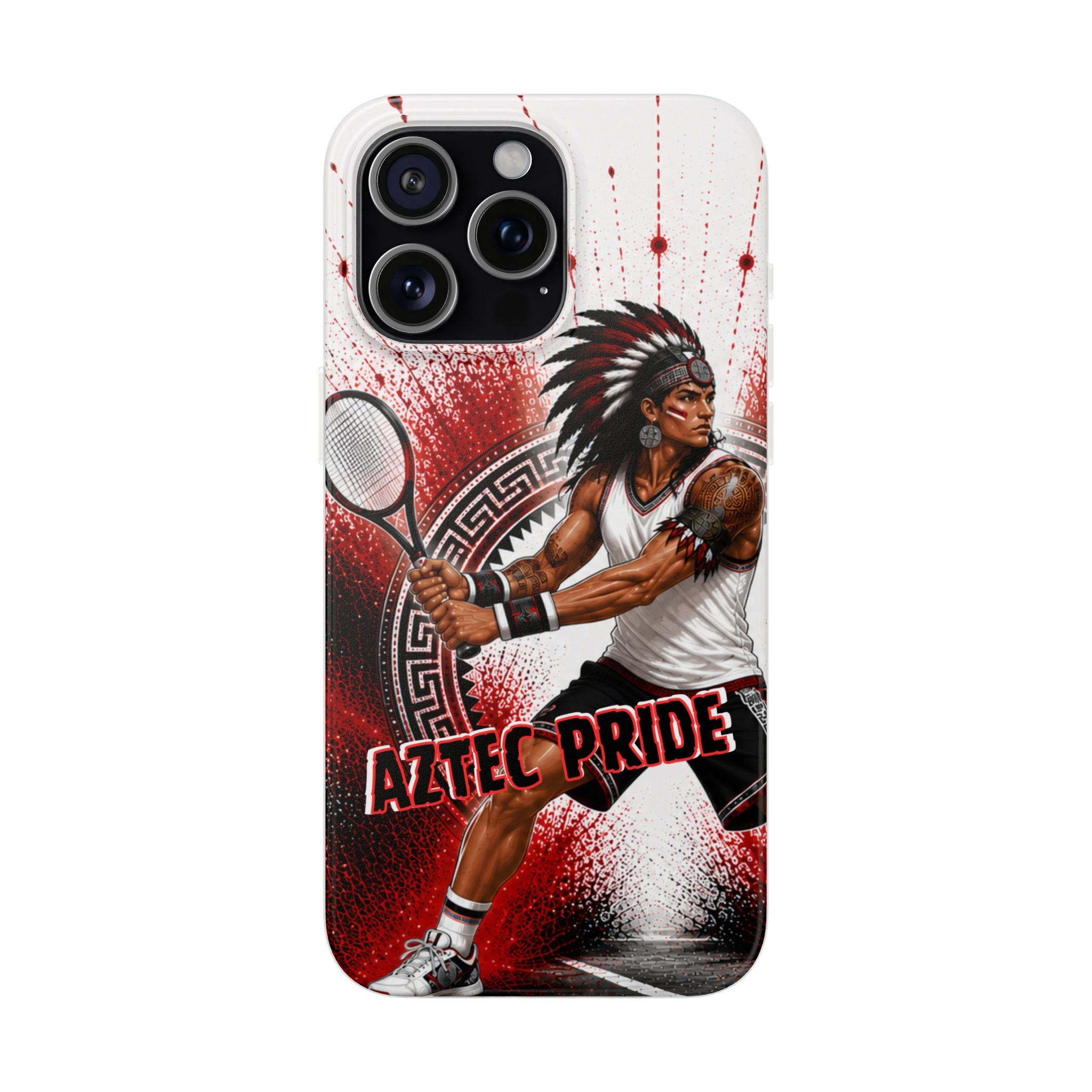 Aztec Tennis Male Warrior – Flexi Phone Case (iPhone & Samsung • Clear TPU • Made & Shipped in the USA • 🚚 FREE USA Shipping • Personalized Option)