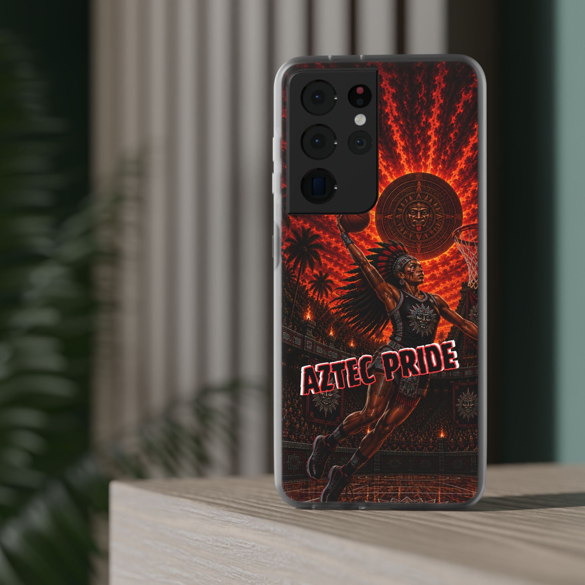 Aztec Basketball Female Warrior – Flexi Phone Case (iPhone & Samsung • Clear TPU • Made & Shipped in the USA • 🚚 FREE USA Shipping • Personalized Option)