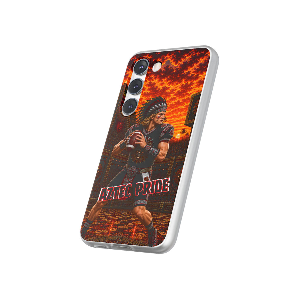 Aztec Football Warrior – Flexi Phone Case (iPhone & Samsung • Clear TPU • Made & Shipped in the USA • 🚚 FREE USA Shipping • Personalized Option)