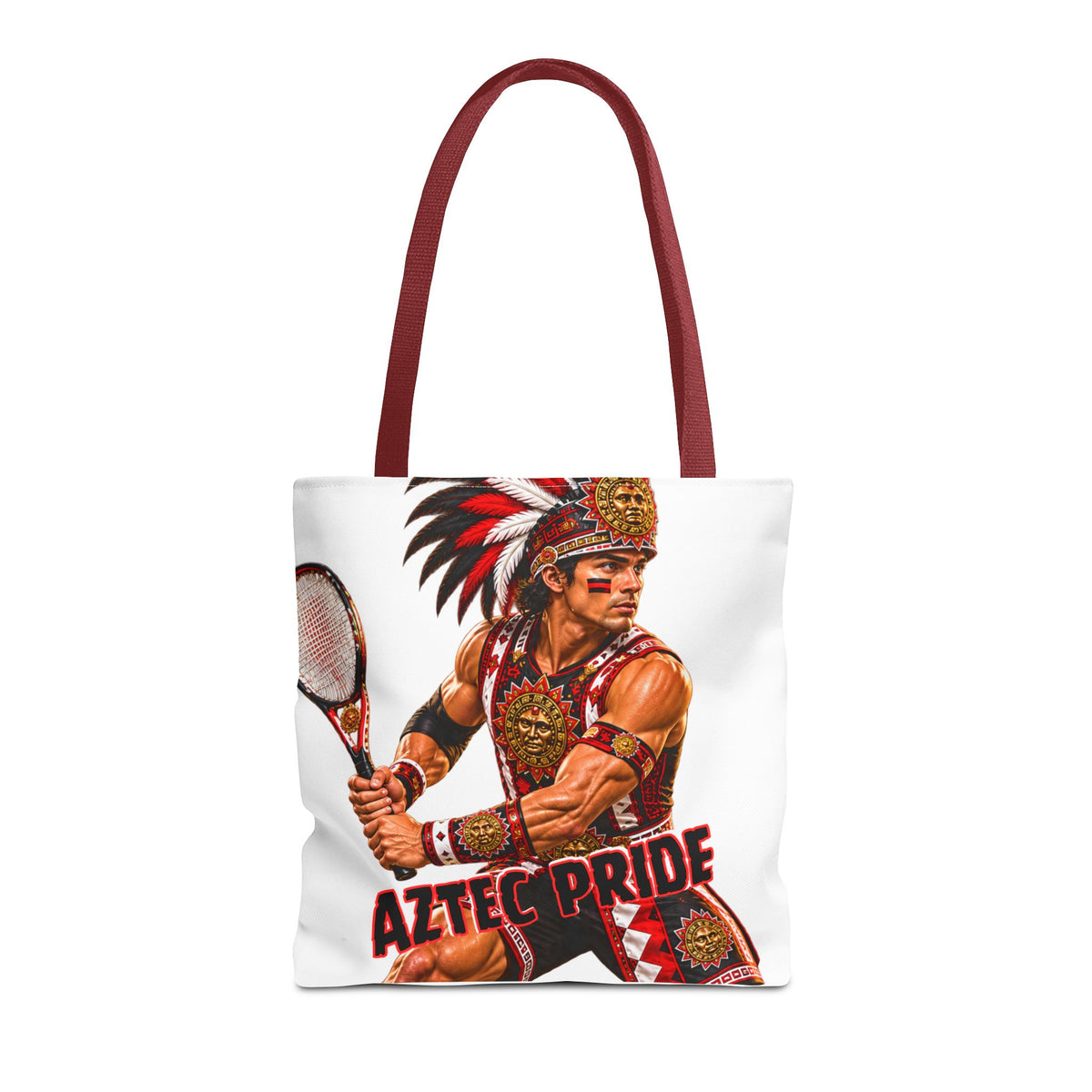 Aztec Tennis Male Warrior Tote Bag | Aztec-Inspired AI Art • Made & Shipped in the USA • 🚚 FREE USA Shipping • FREE Personalization